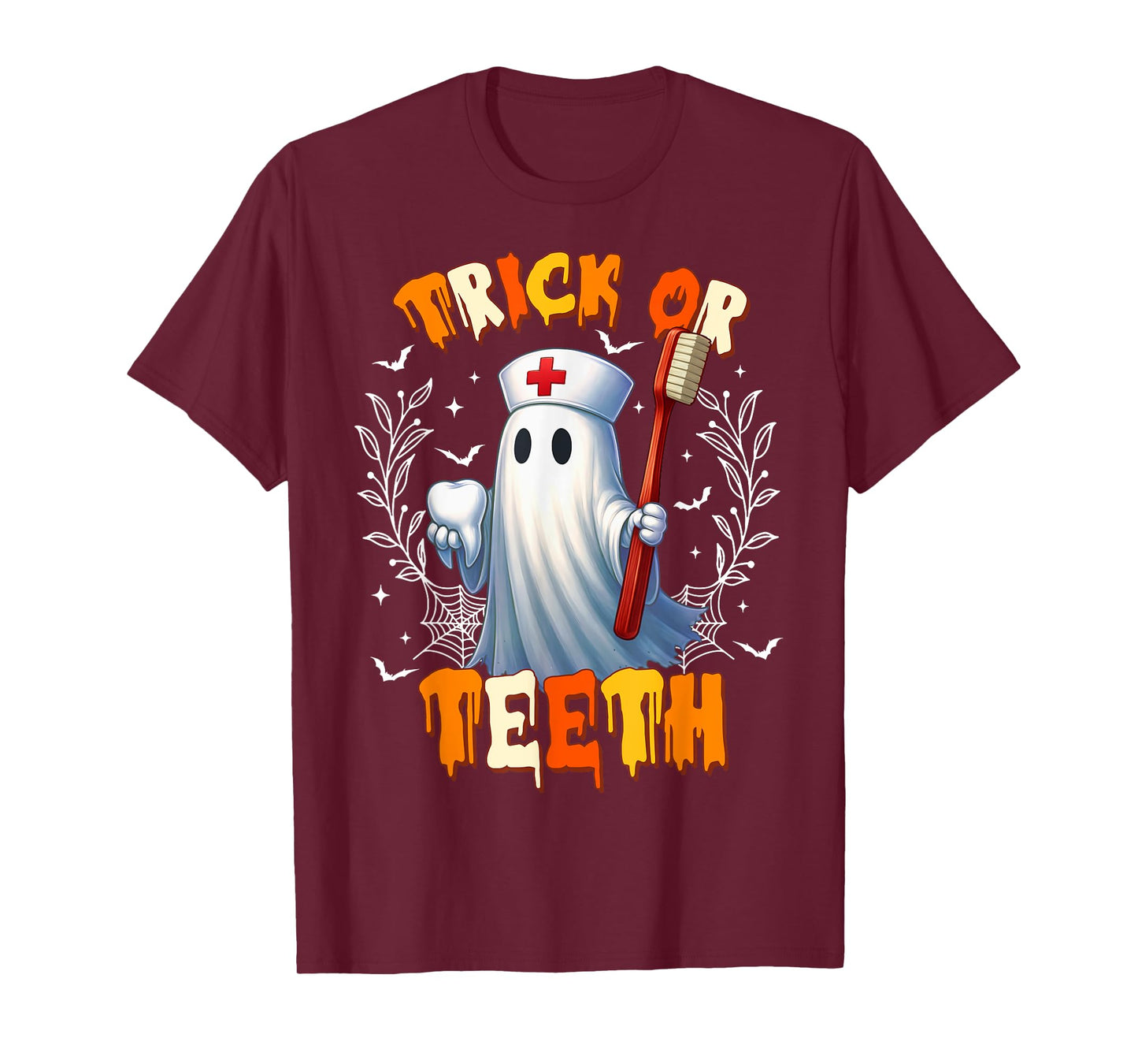 Trick Or Teeth Dental Halloween Ghost Costume Men Women Kids T-Shirt
