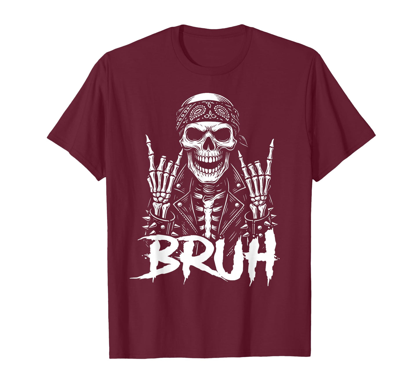 Rocker Skeleton Cool Halloween Bruh Punk Rock T-Shirt