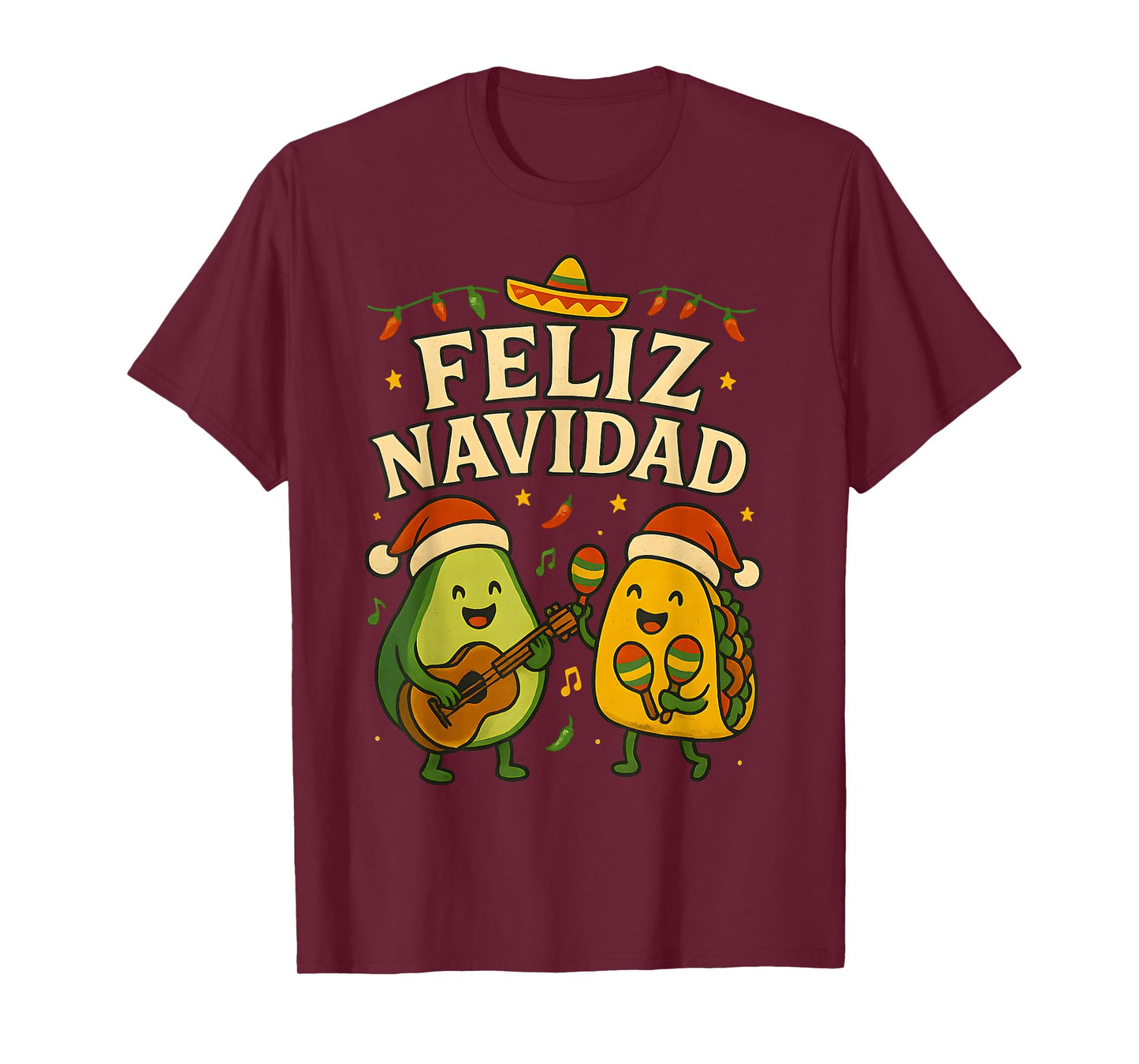 Funny Feliz Navidad Avocado Tacos Mexican Christmas Family T-Shirt