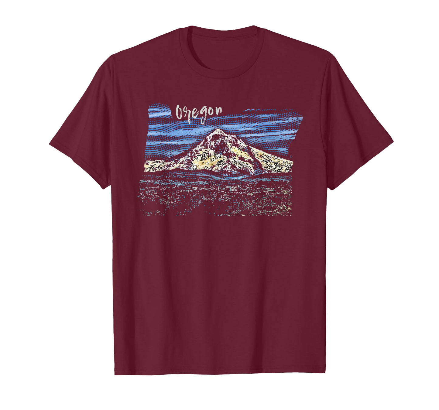 Mt. Hood Oregon Hand Drawn Engraving T-Shirt
