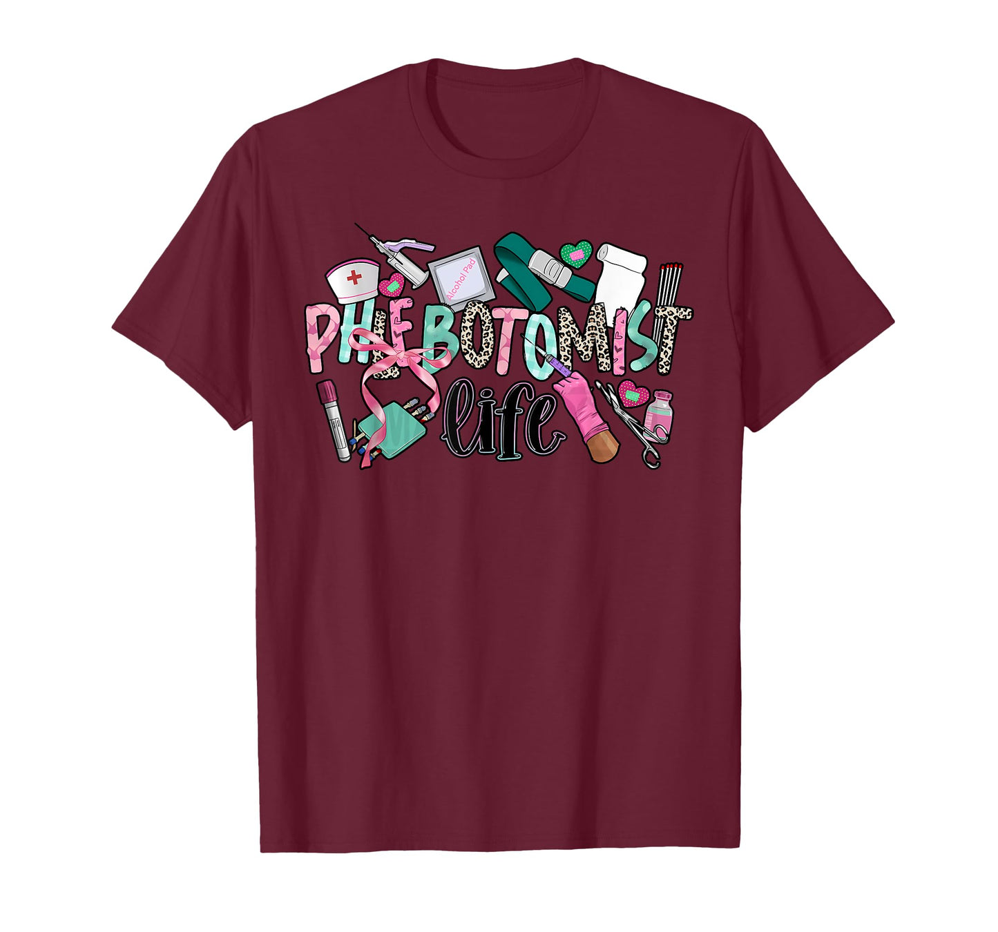 Phlebotomist Life Leopard Coquette Phlebotomy Women Nurse T-Shirt