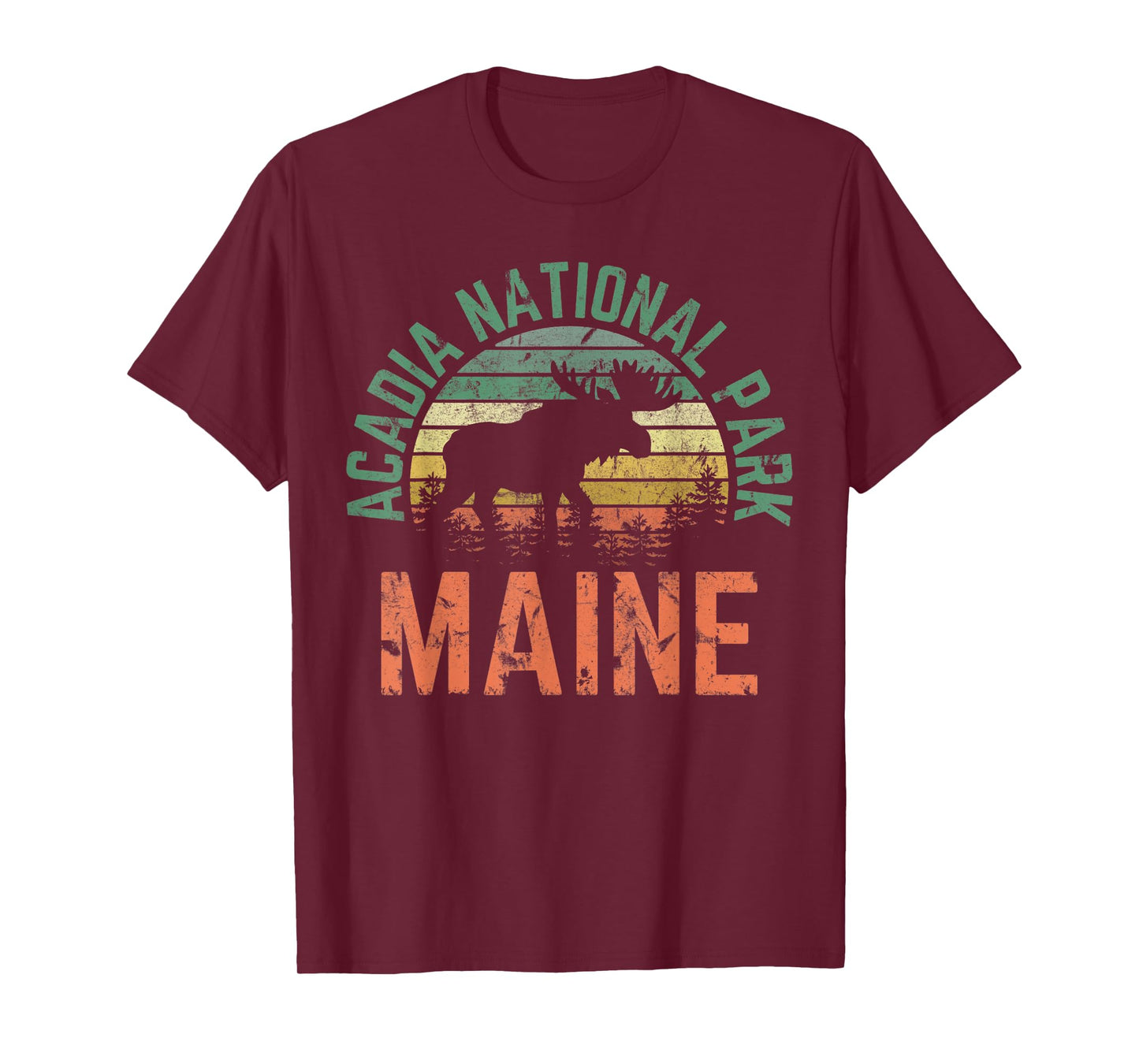 Acadia Maine Nature Hiking Moose Outdoors Vintage T-Shirt