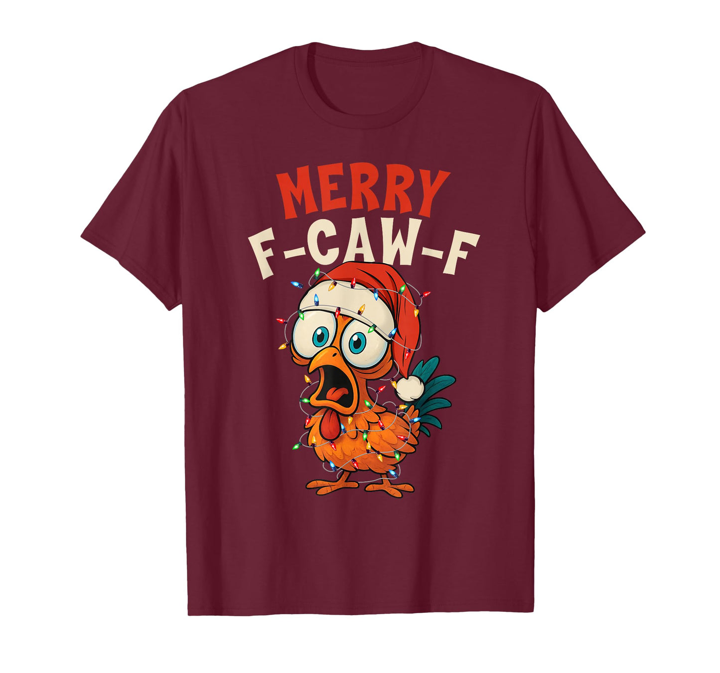 Merry F-Caw-F Chicken Rooster Meme Christmas Pajamas Holiday T-Shirt
