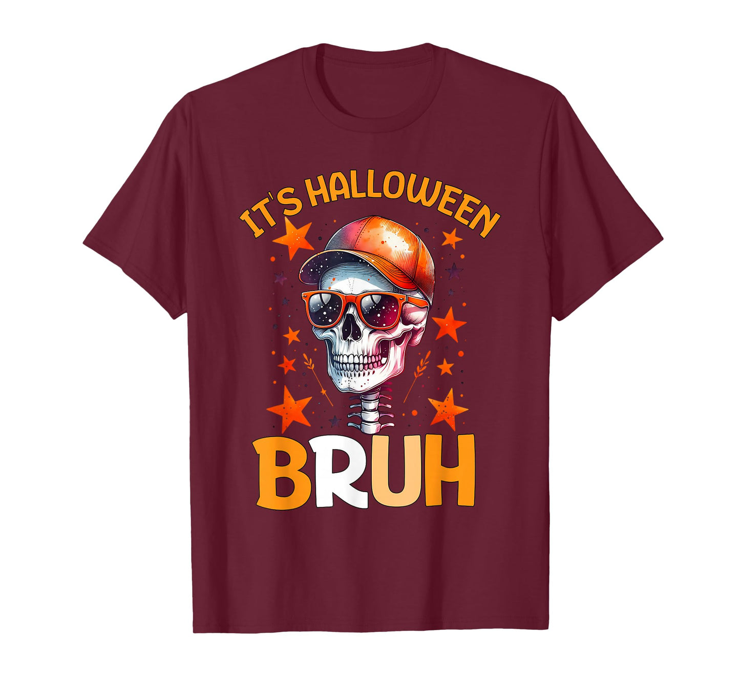 Bruh Halloween Boys Kids Halloween Skeleton T-Shirt