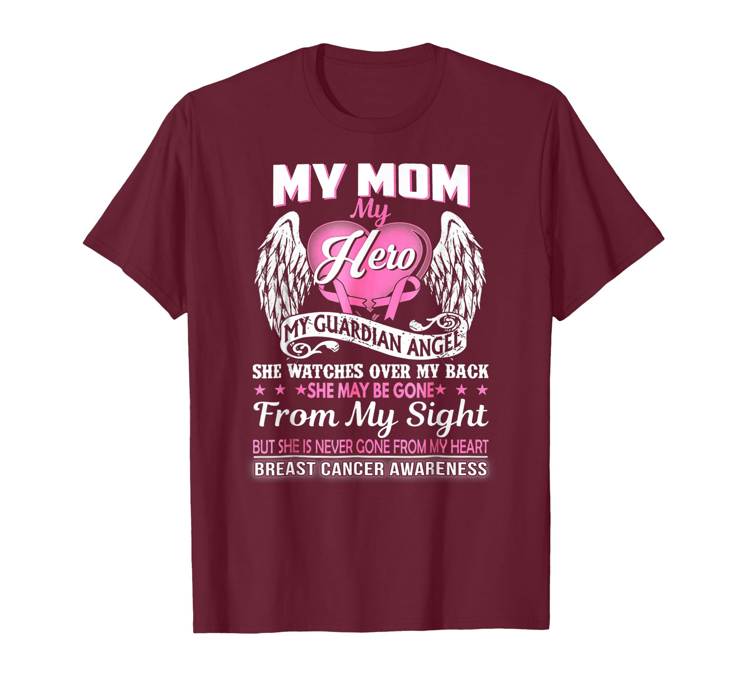 My Mom Hero My Guardian Angel Breast Cancer Awareness TShirt