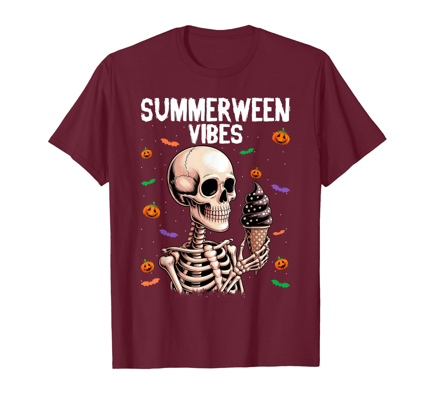 Summerween Vibes Skeleton Summer Halloween T-Shirt