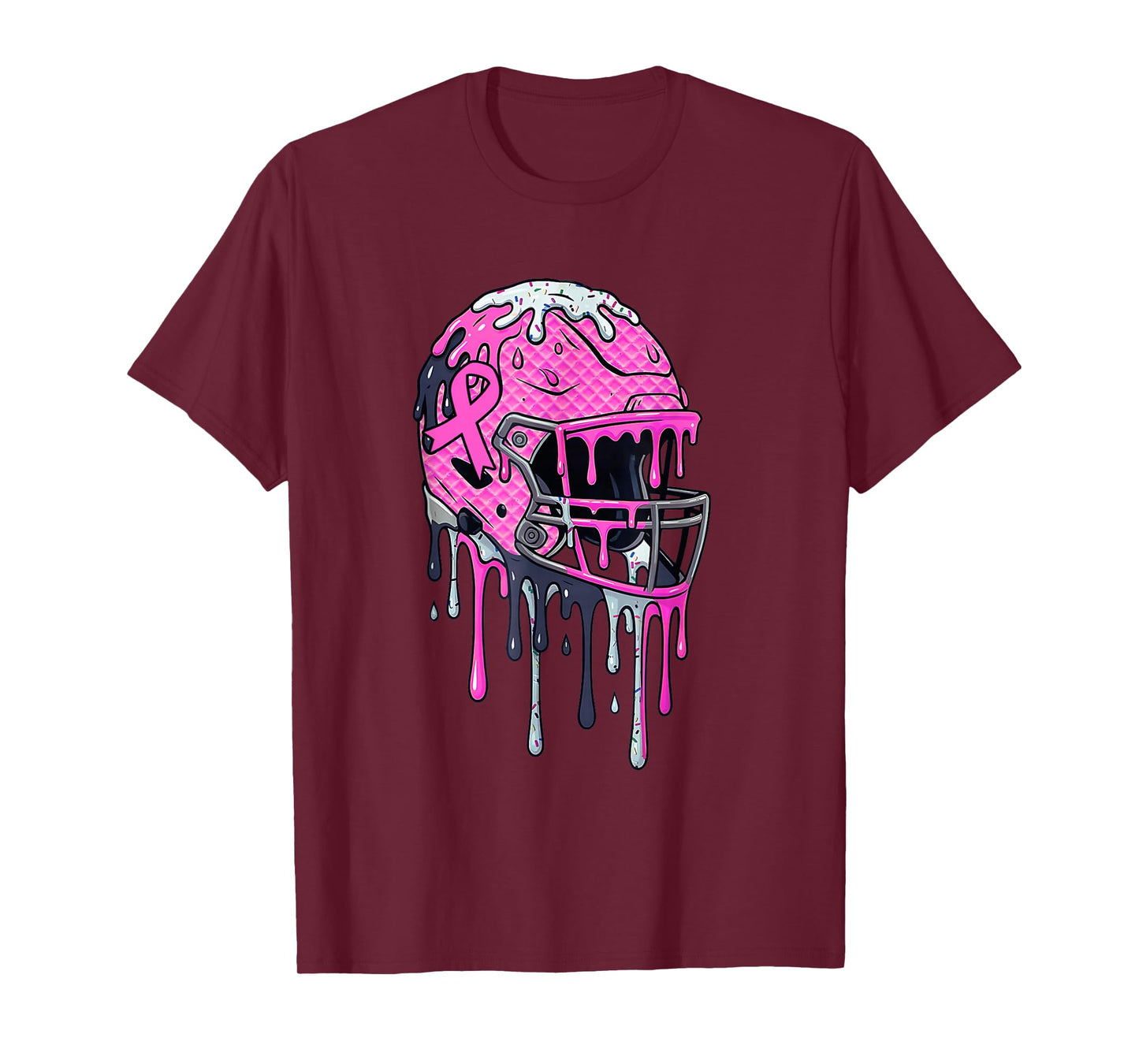Pink Football Helmet Breast Cancer Ice Cream Drip Boys Kids T-Shirt