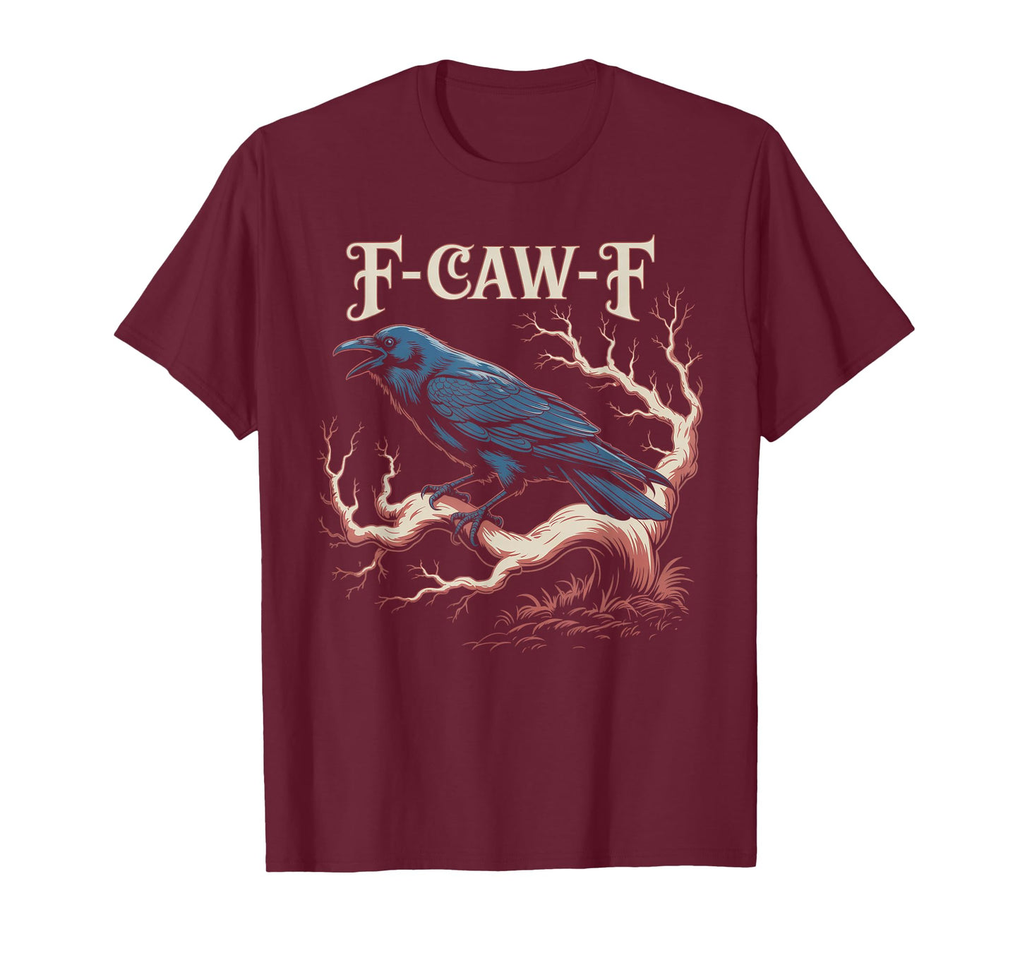 Black Crow, F-Caw-F Funny Black Bird Moon Gothic Adult Humor T-Shirt