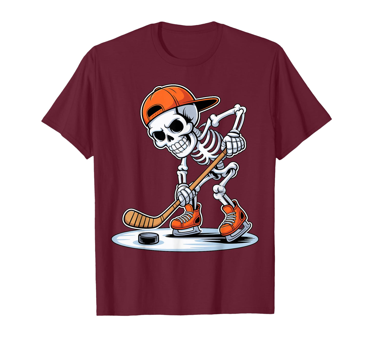 Skeleton Hockey Player Halloween T-Shirt