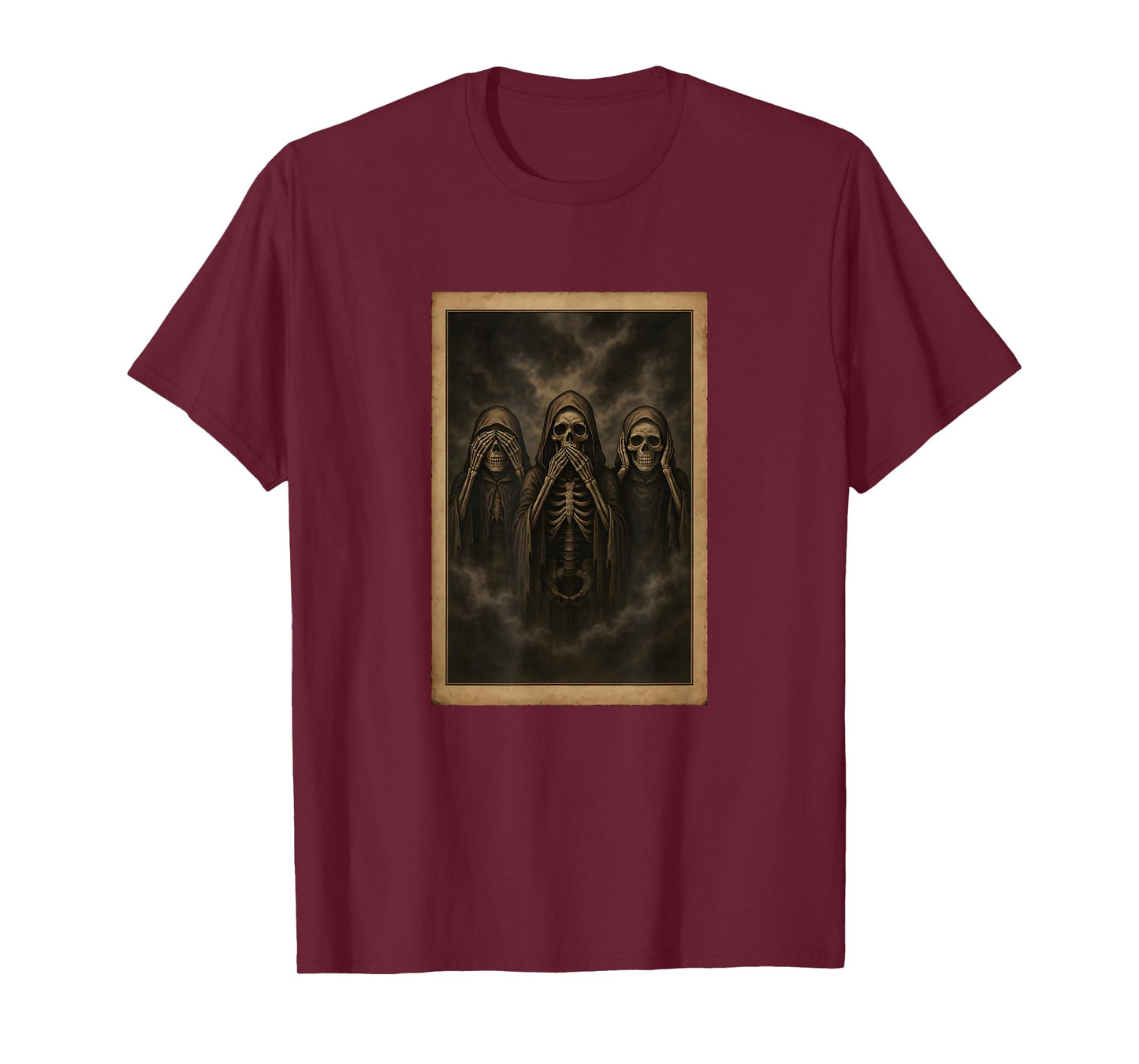 Gothic Skeleton Three Skeletons Poster Halloween Vintage T-Shirt