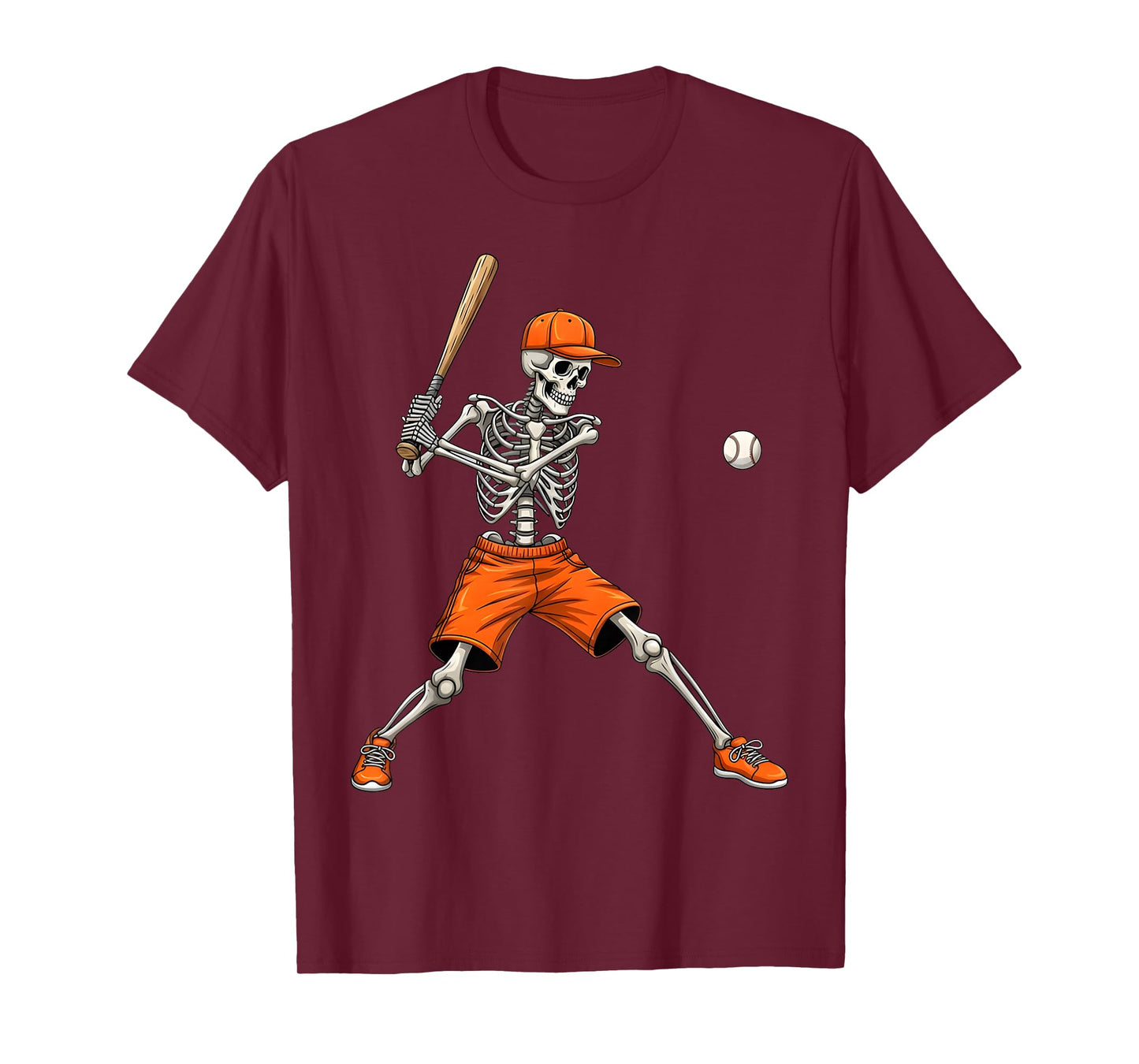 Skeleton Baseball Halloween Costume Funny Men Boys Kids T-Shirt
