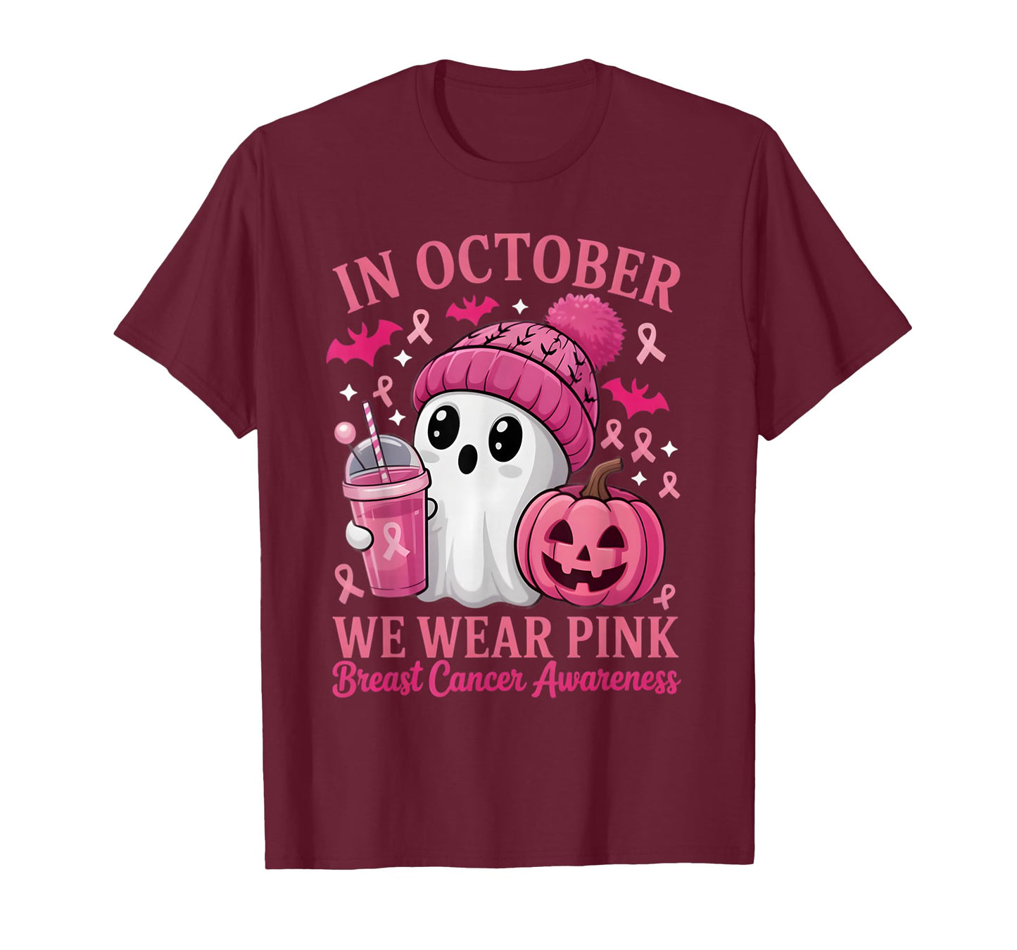 Breast Cancer Halloween Women in October We Wear Pink Gifts T-Shirt