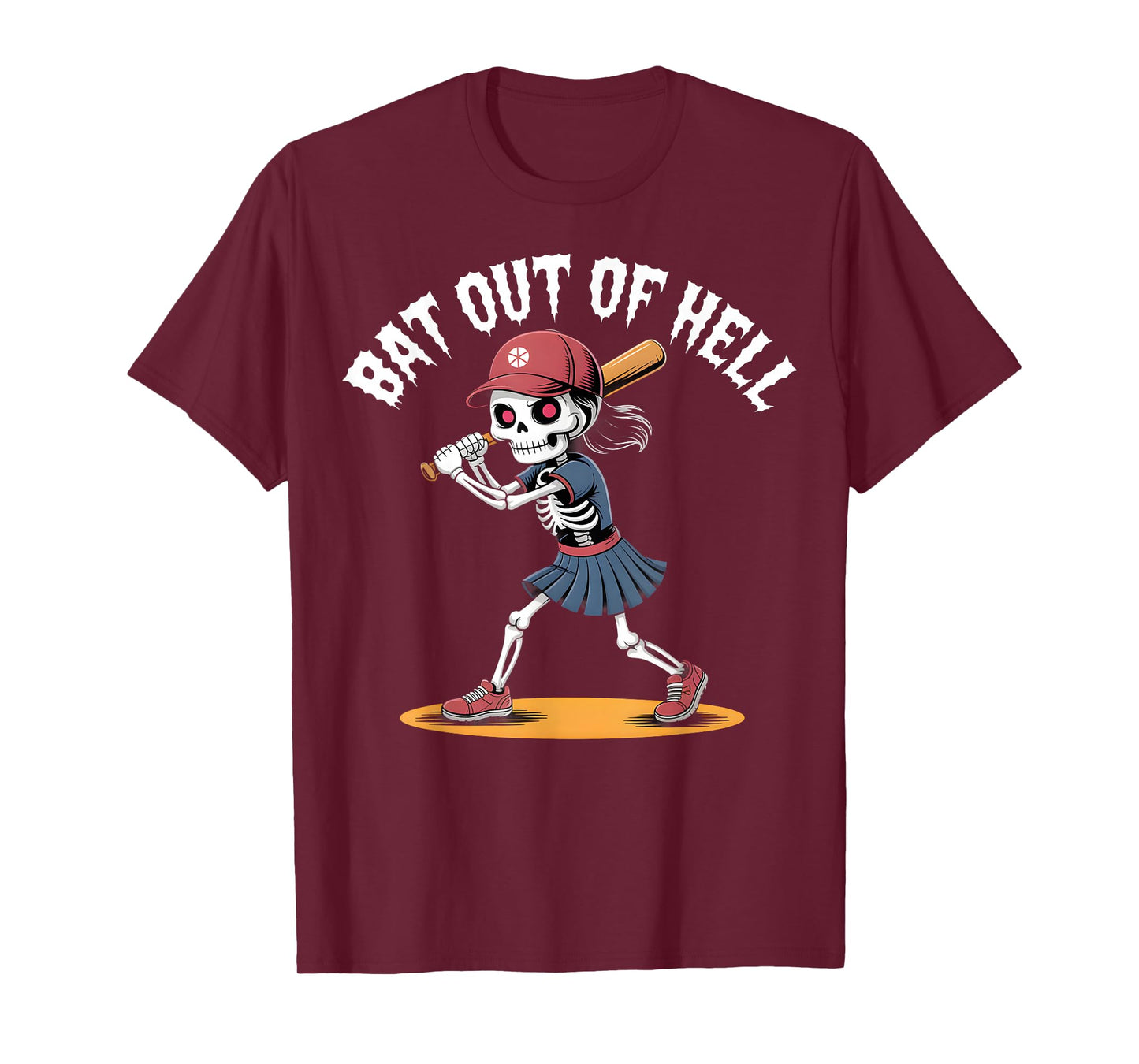 Skeleton Girl Bat Out Baseball Halloween Costume T-Shirt
