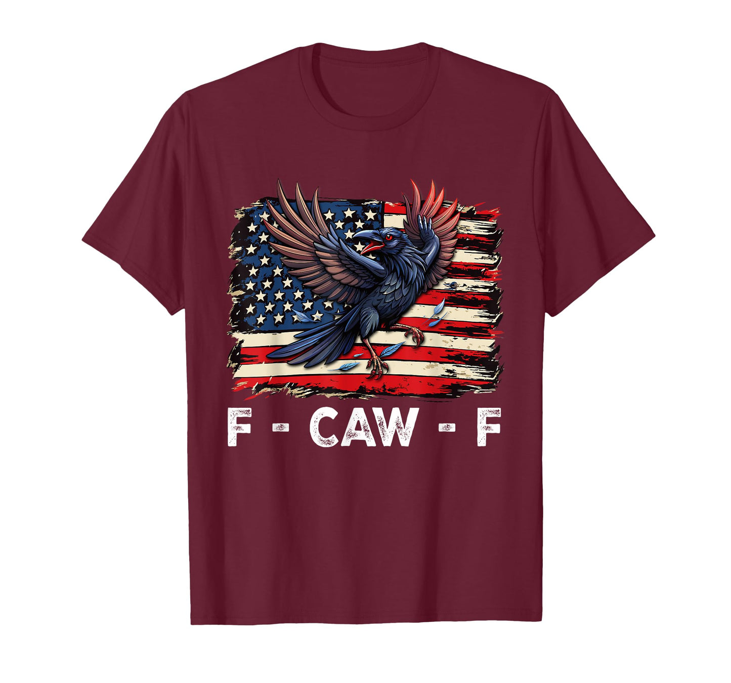 F-Caw-F Black Crow Black Bird Retro USA Flag Vintage F-Caw-F T-Shirt