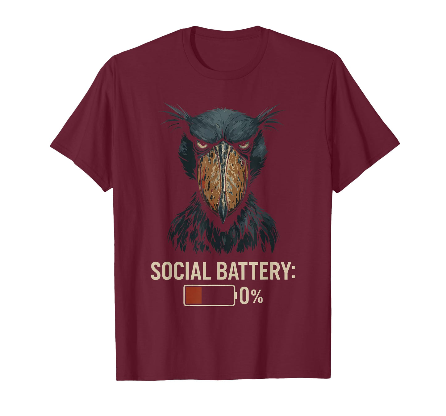 Shoebill Stork Social Battery: 0% Birding T-Shirt