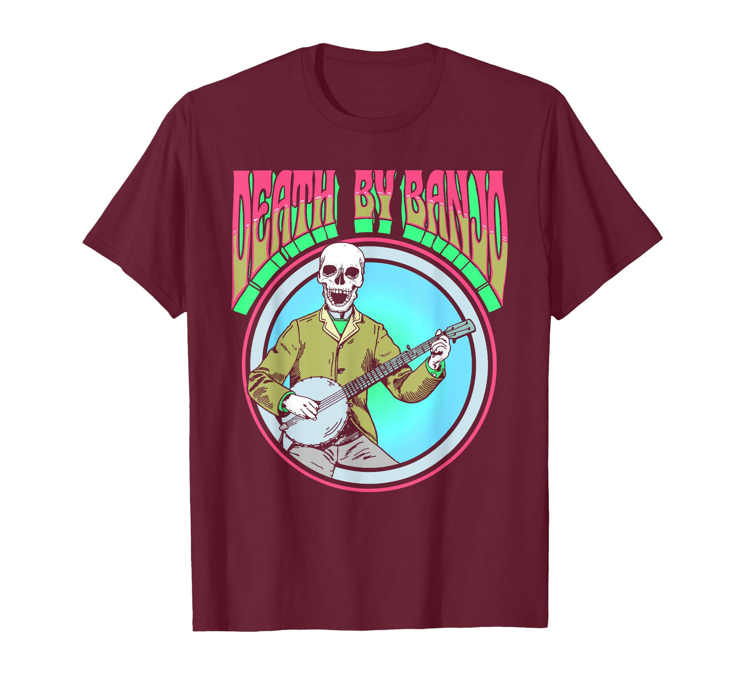 Death By Banjo Vintage Skeleton Bluegrass Folk Psychedelic T-Shirt