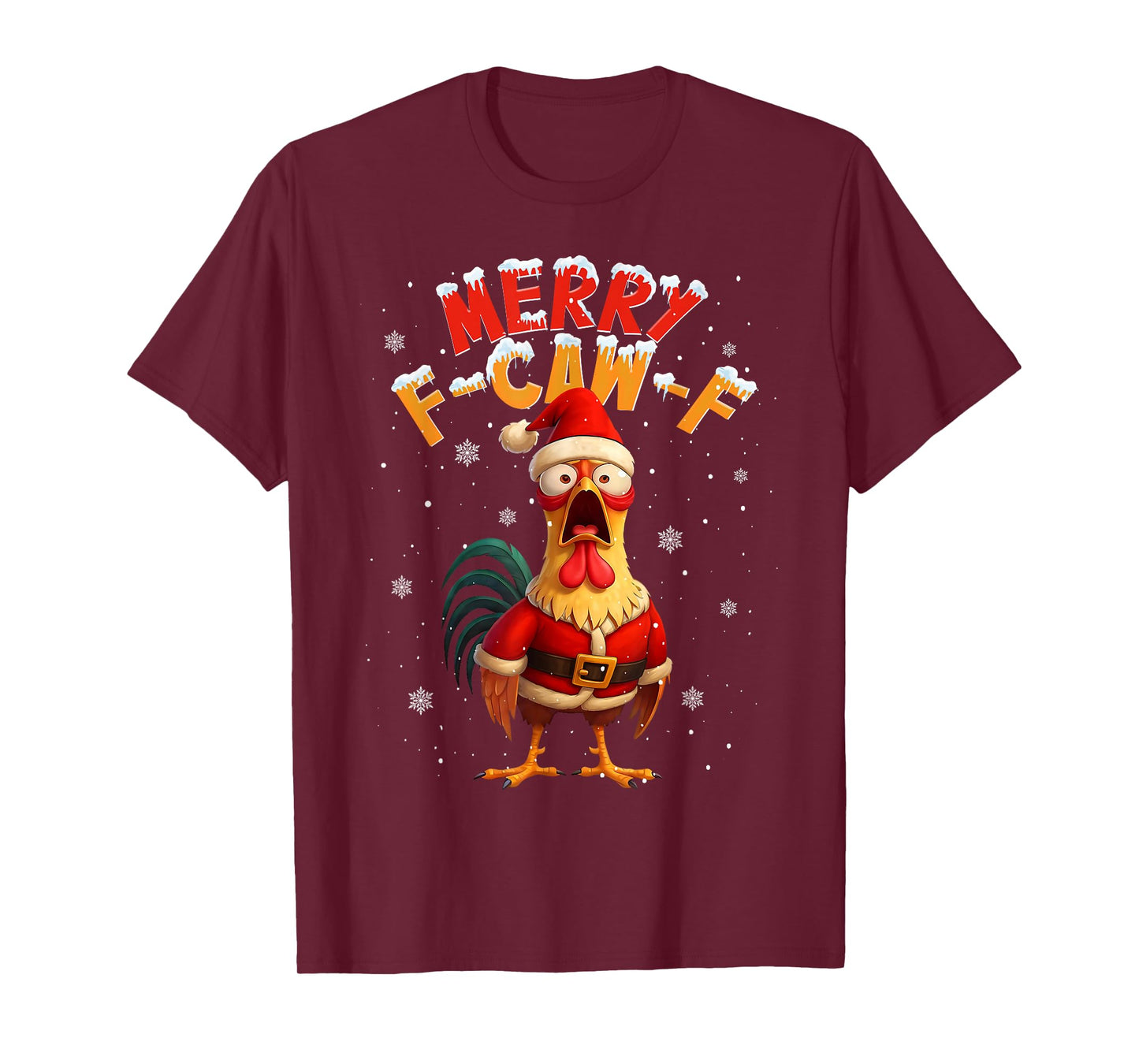 Merry F-Caw-F Chicken Rooster Xmas Christmas Pajamas Holiday T-Shirt