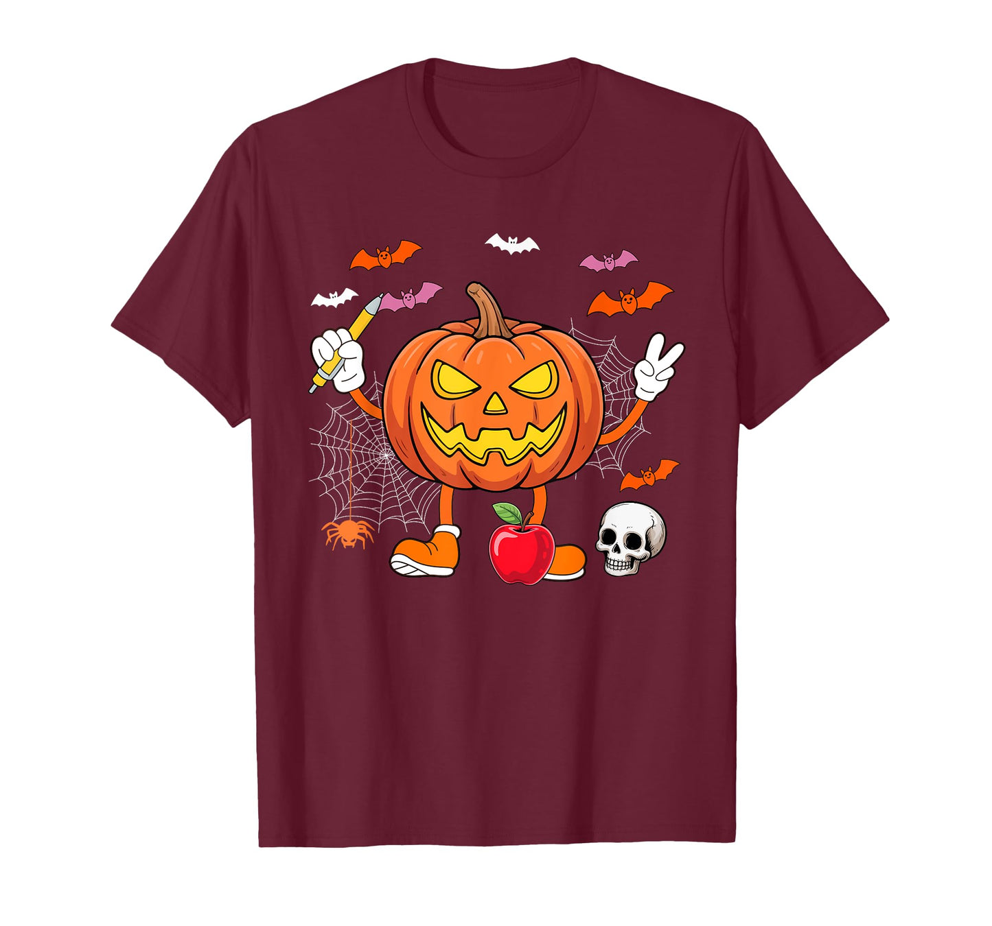 Assistant Teacher Job Horror Carved Pumpkin Halloween Team T-Shirt