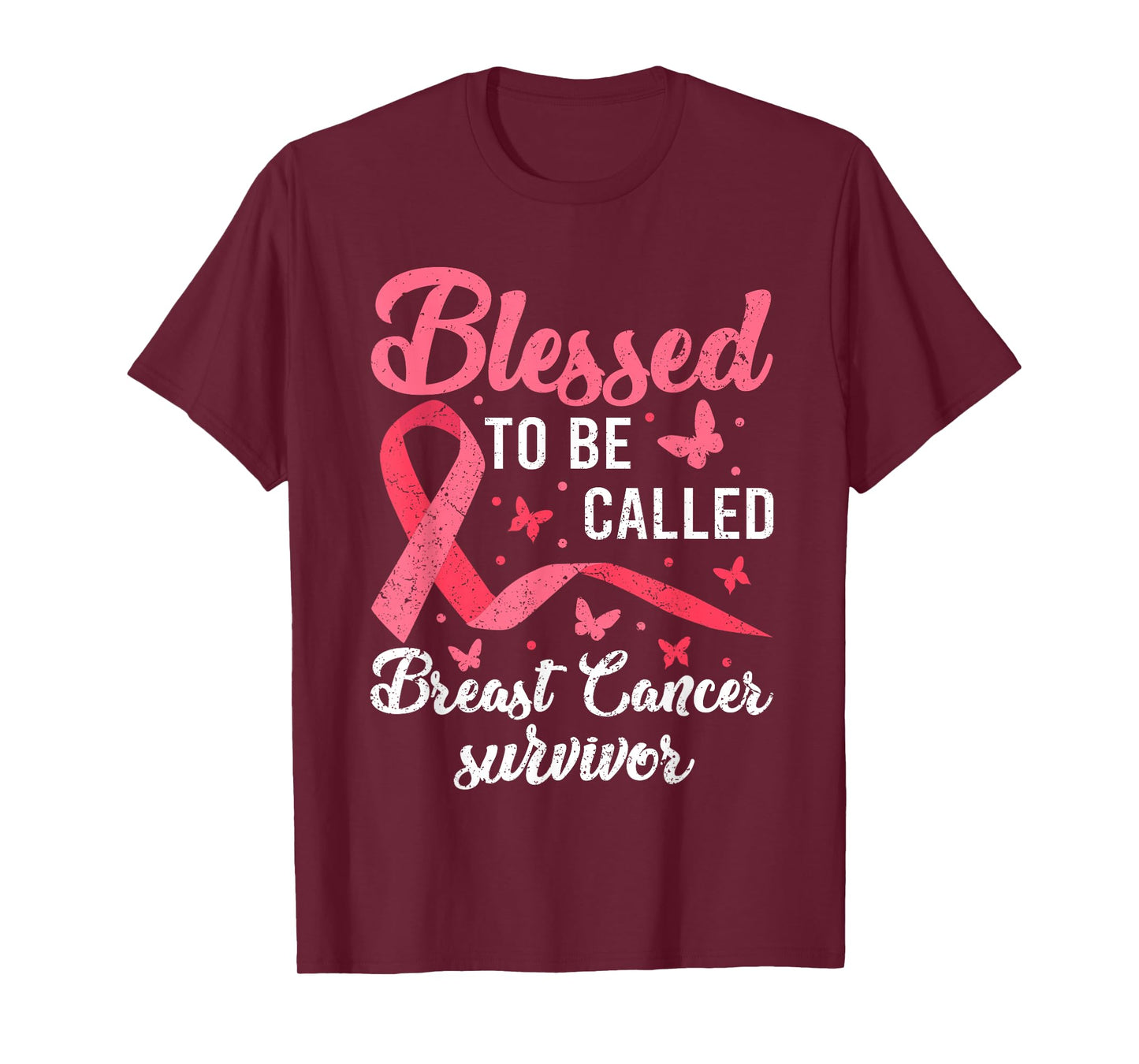 Blessed With Cancer Shirts, Pink Butterfly Breast Cancer T-Shirt