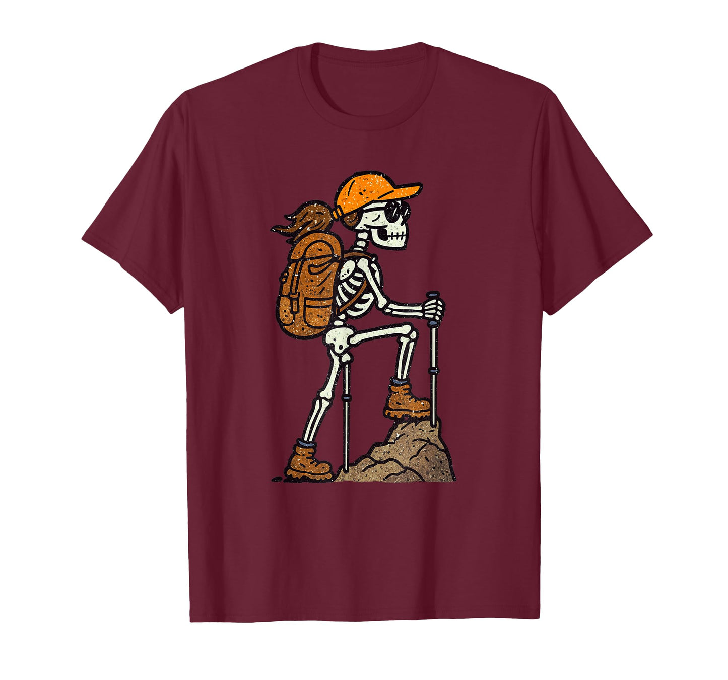 Vintage Halloween Skeleton Hiking Funny Spooky Costume T-Shirt