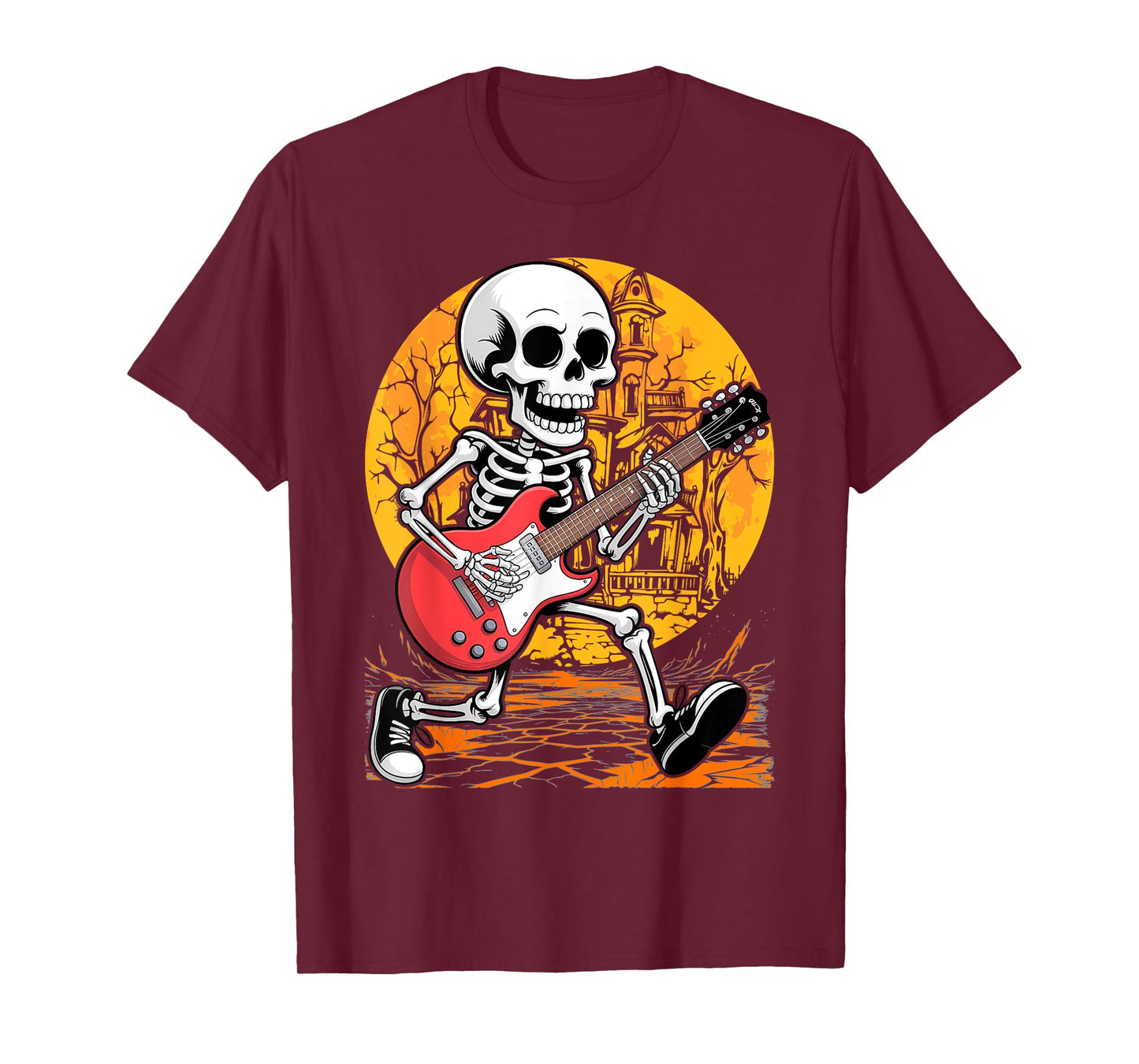Halloween Rocker Skeleton Guitar Rock Costume Men Boys Kids T-Shirt
