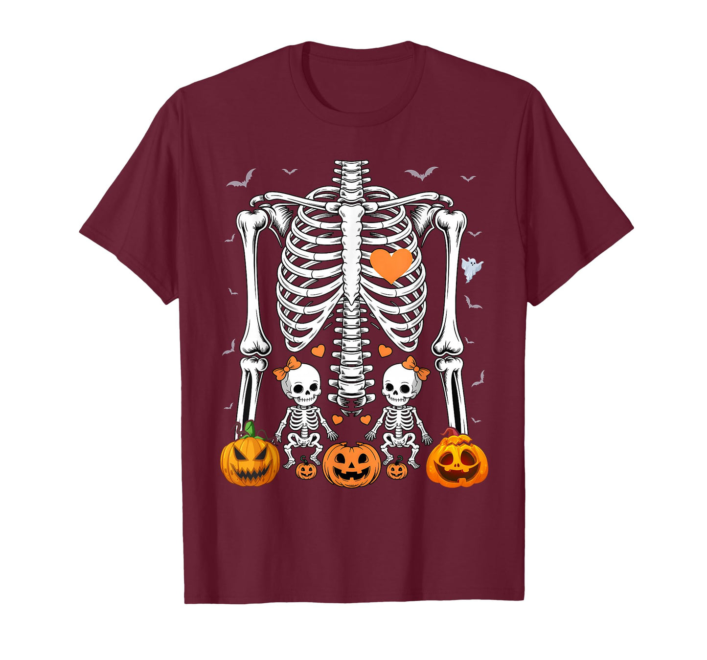 Baby Skeleton Halloween Twins Pregnancy Announcement T-Shirt