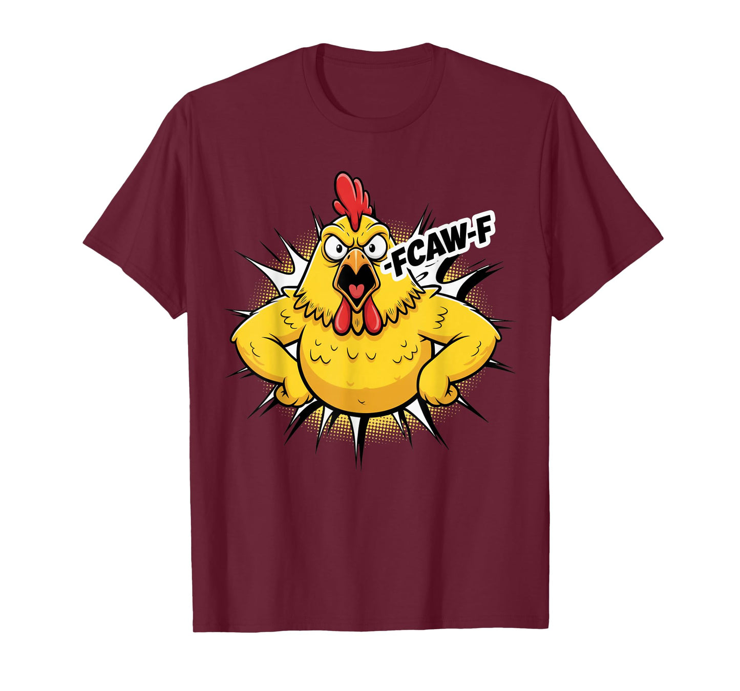 Funny F-CAW-F Rooster Humor Meme Farm Animal Quote T-Shirt