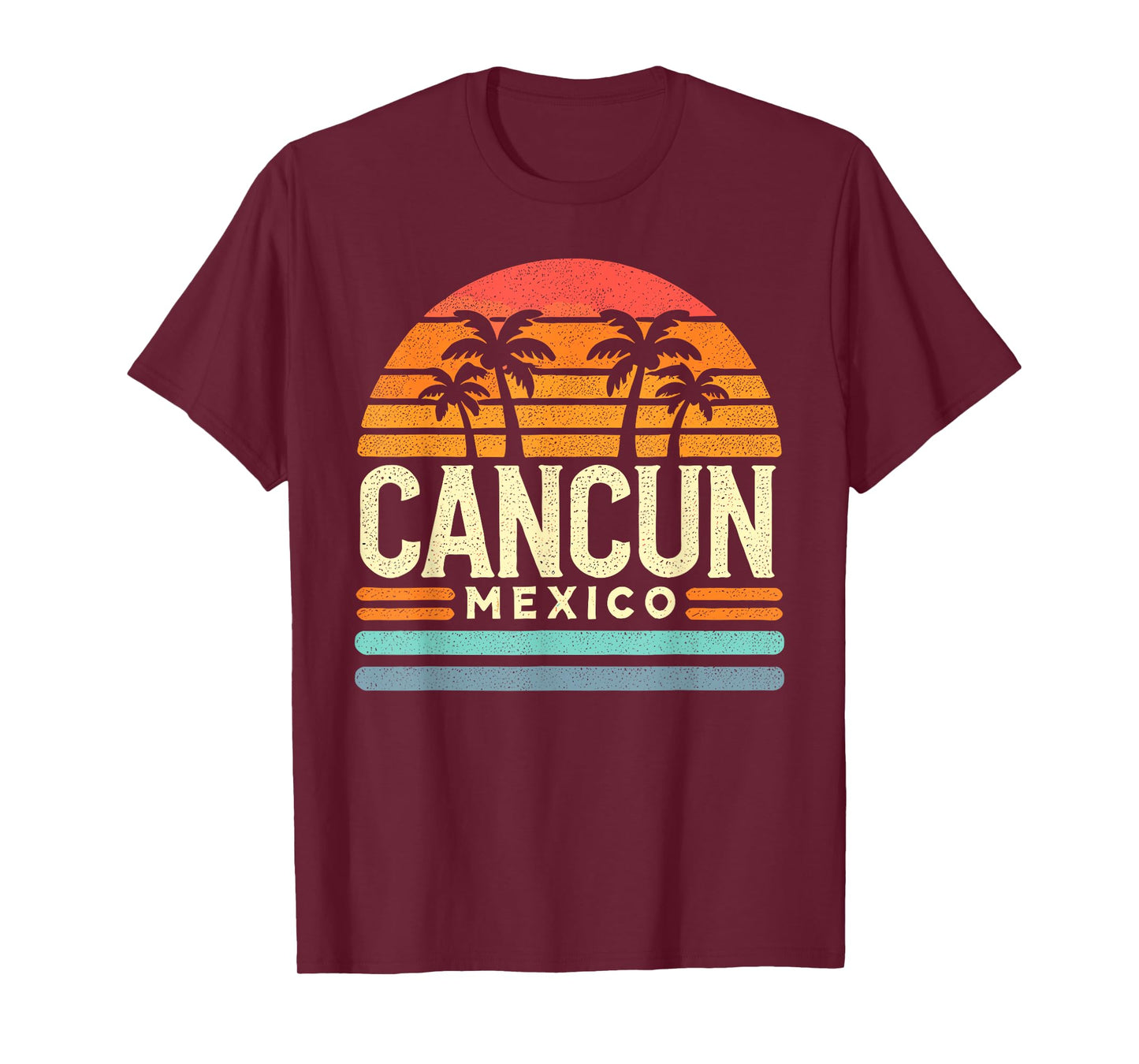 Cancun Designs By ShirtZilla Cancun Mexico Retro Beach Souvenir Unisex-Adults T-Shirt, Black, Small