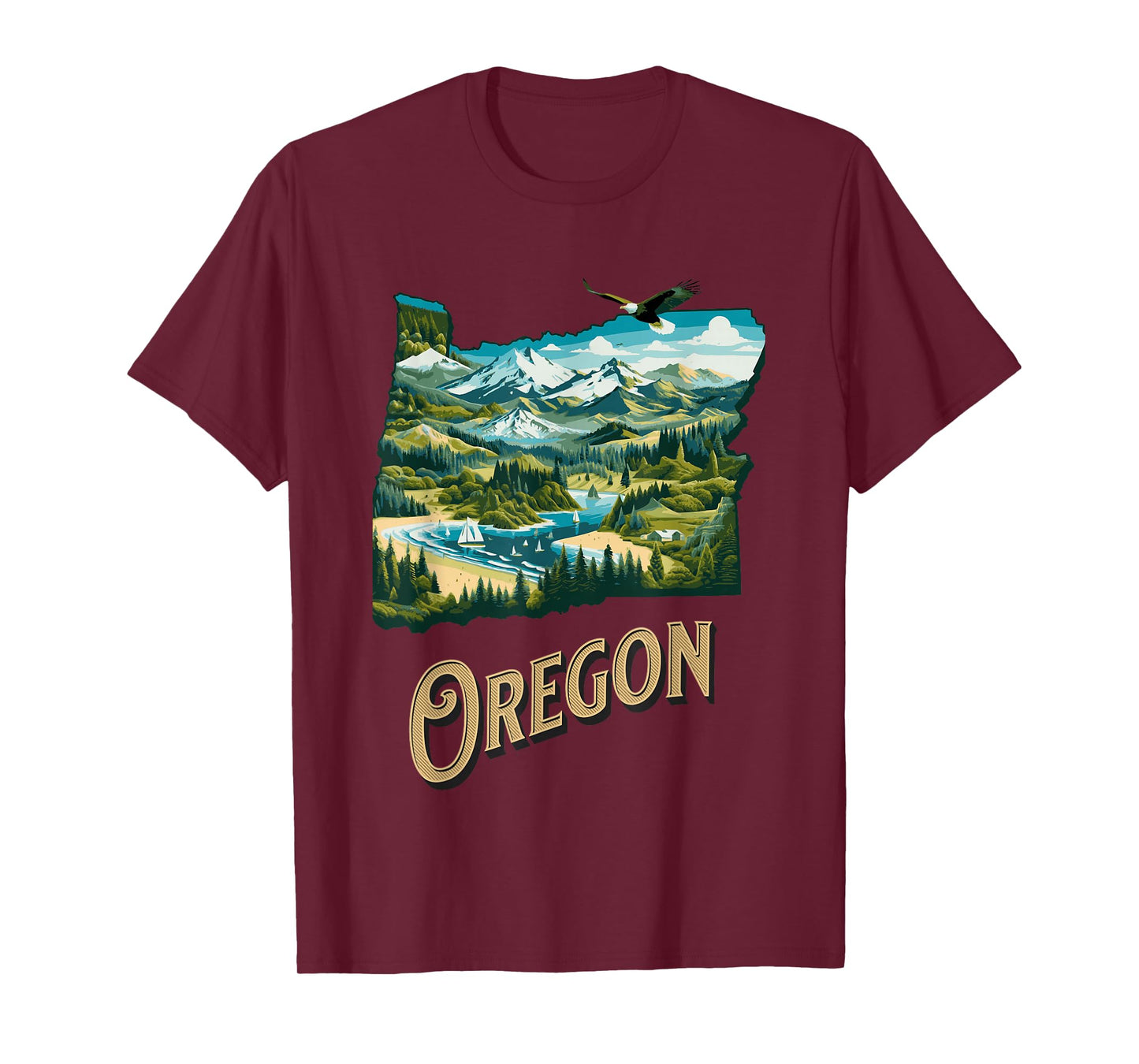 Oregon State PNW Nature Mt Hood Columbia River Eagle Forest T-Shirt
