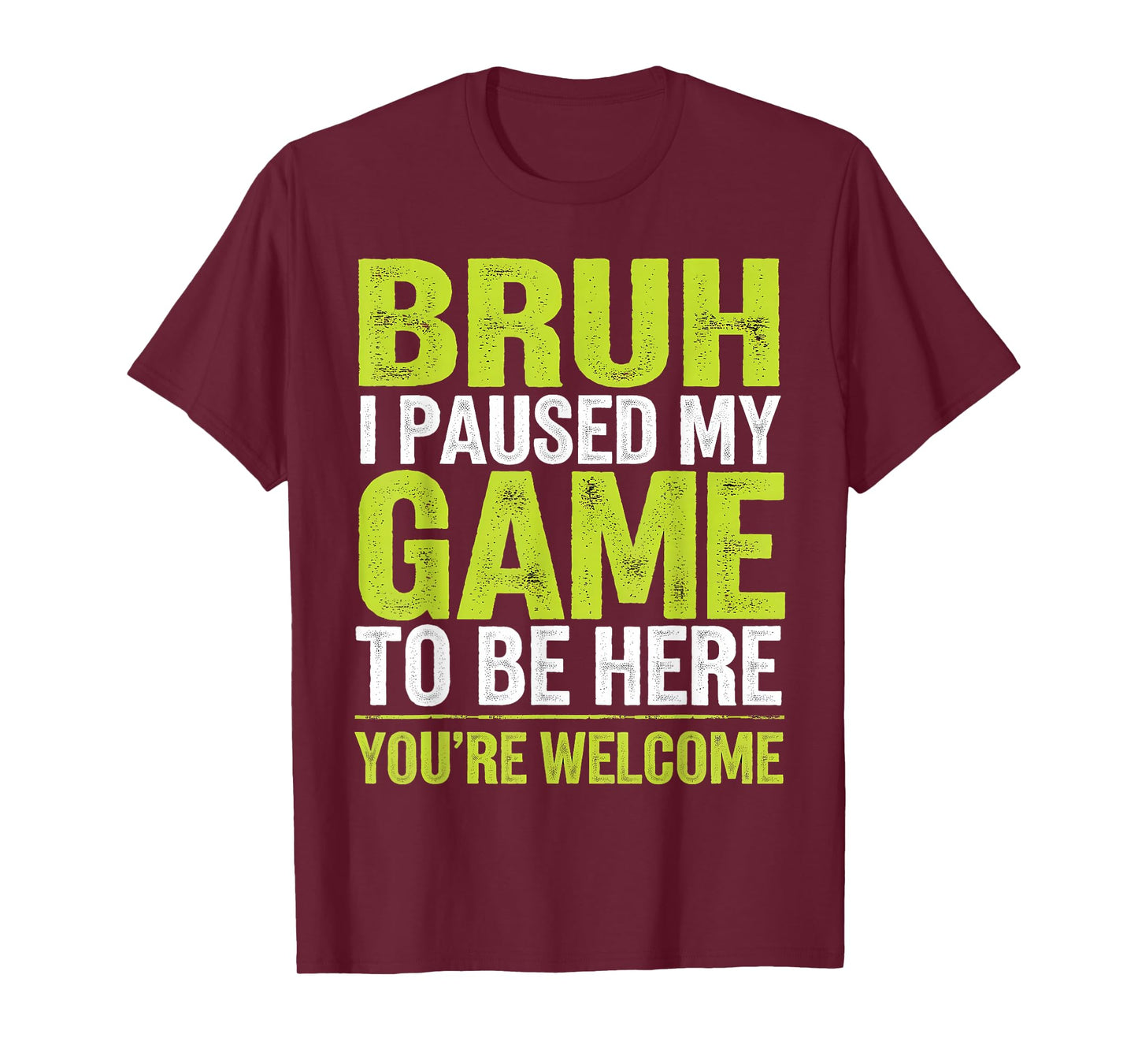 Bruh I Paused My Game Funny Skeleton Halloween Boys Men T-Shirt