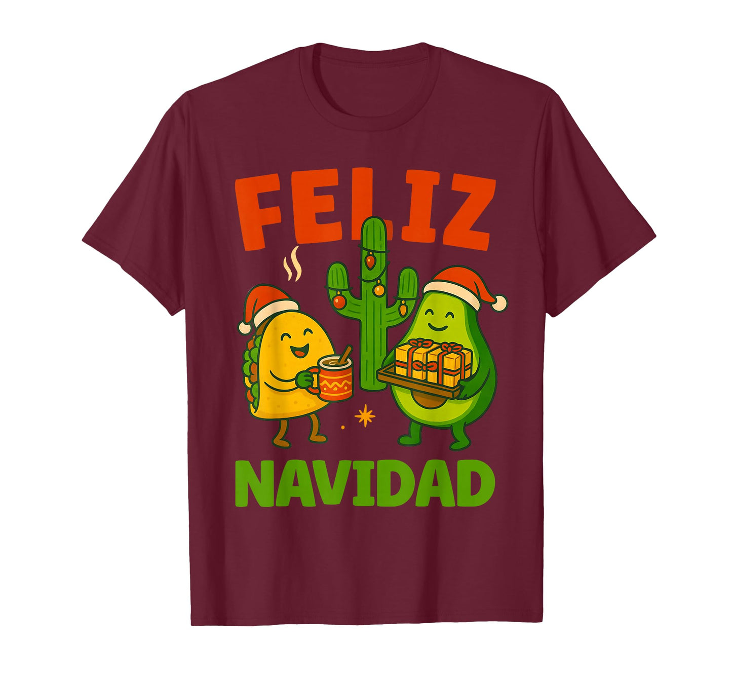Funny Feliz Navidad Avocado Tacos Mexican Christmas Family T-Shirt