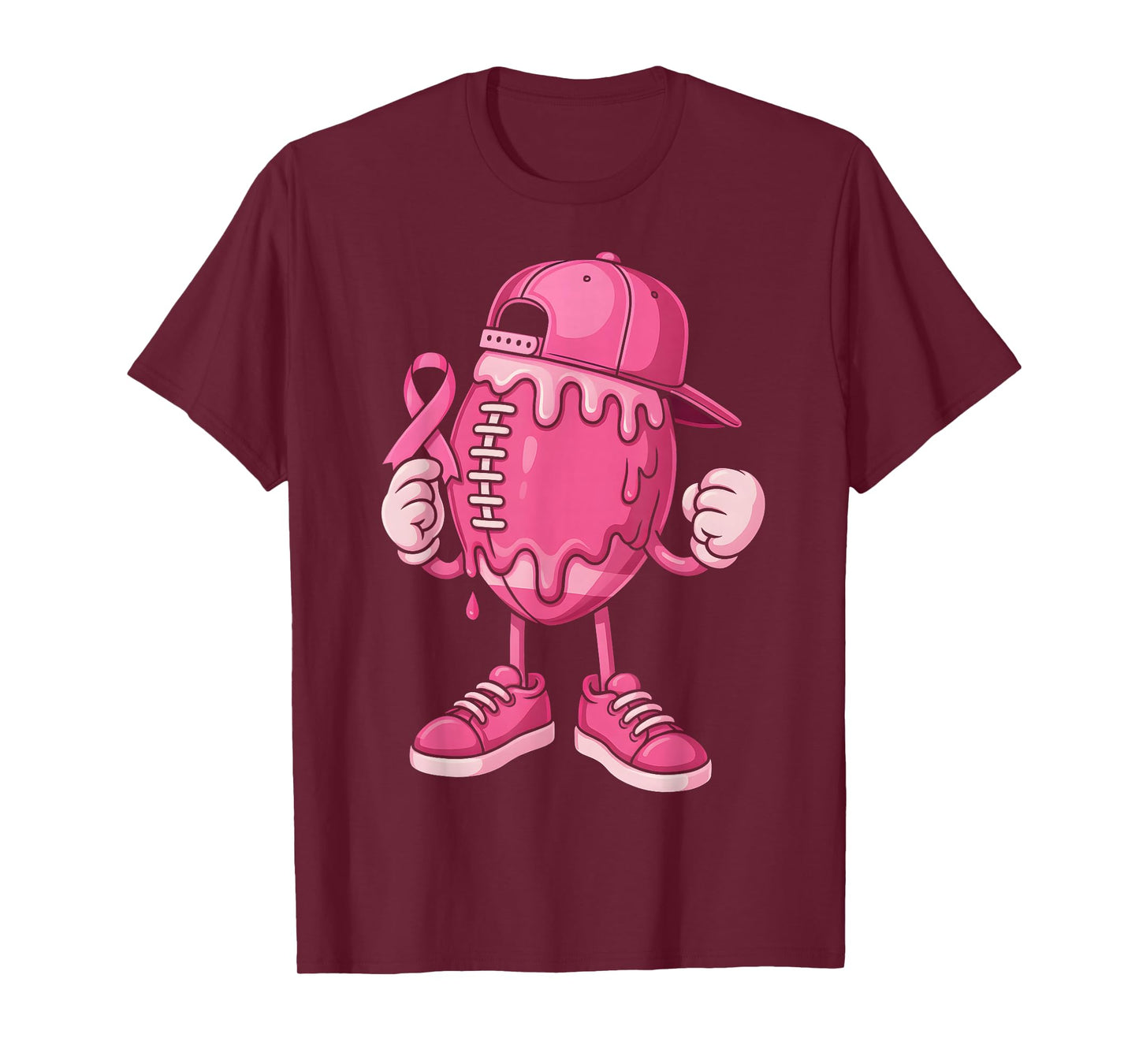 Football Drip Ice Cream Breast Cancer Awareness Boys & Girls T-Shirt
