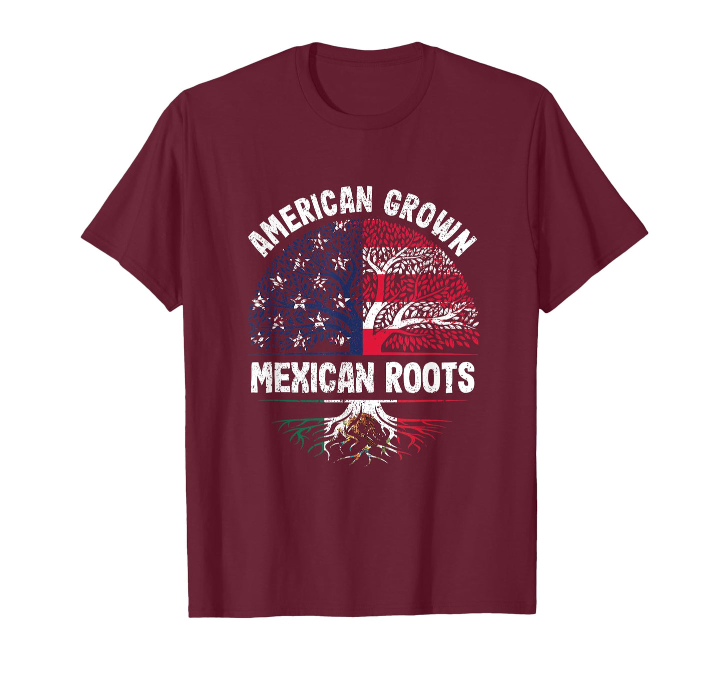 American Grown Mexican Roots USA Mexico Flag Heritage Pride T-Shirt