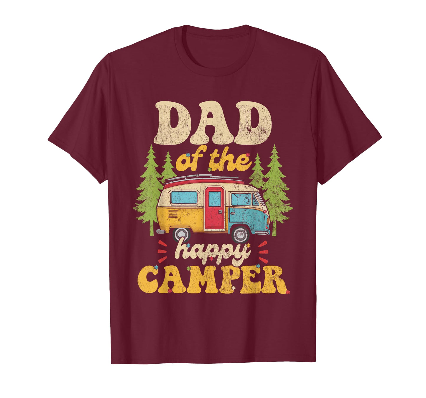 Dad of Happy Camper 1st Birthday Party Retro Dad T-Shirt
