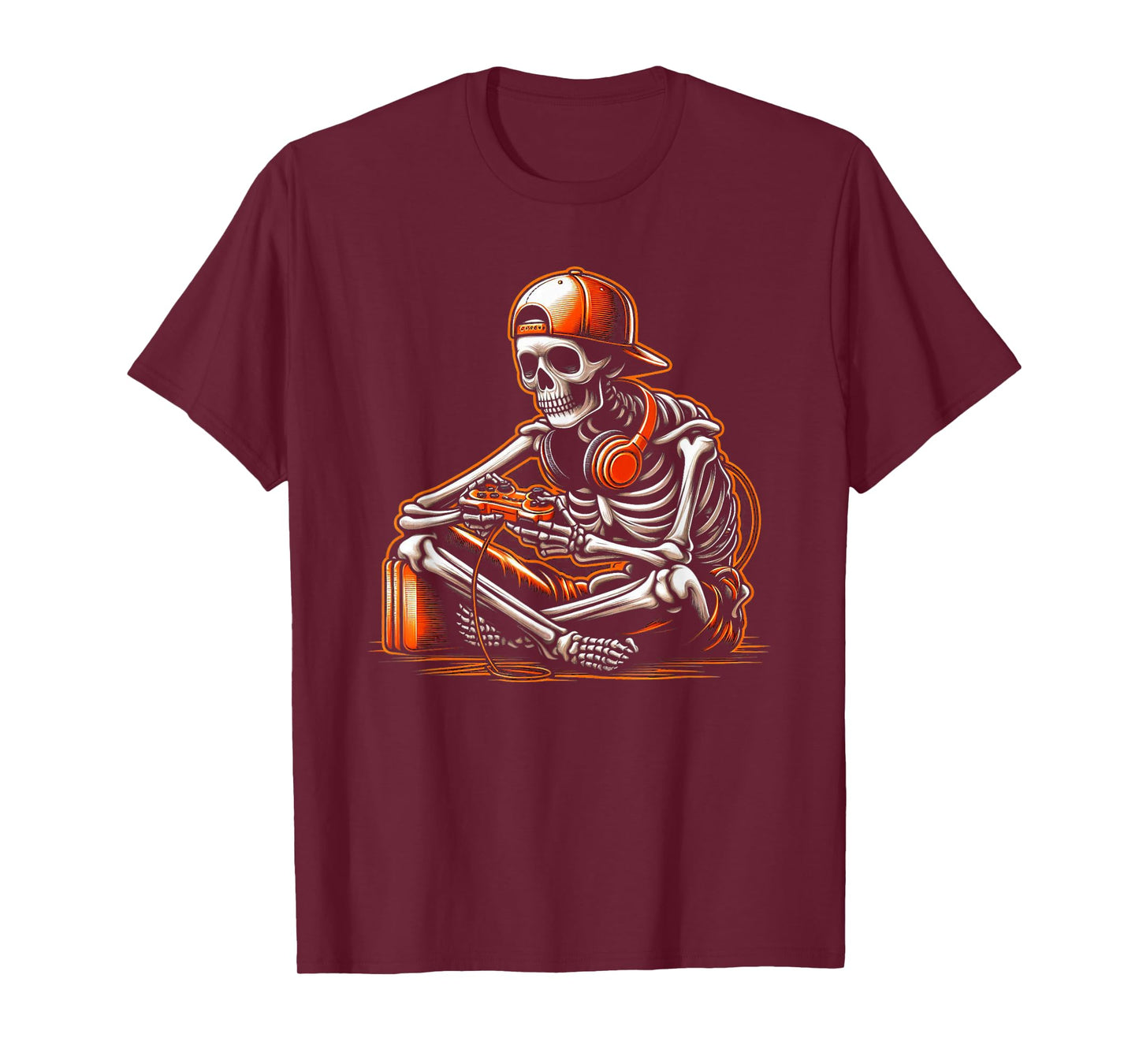 Funny Halloween Skeleton Gamer Video Gaming Boys Men Kids T-Shirt