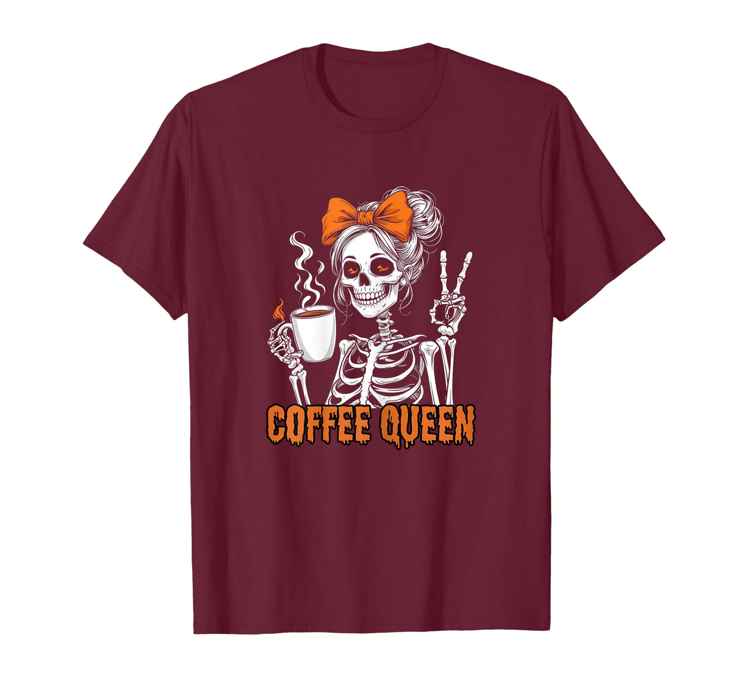 Coffee Queen Skeleton Woman Halloween Coffee Design T-Shirt
