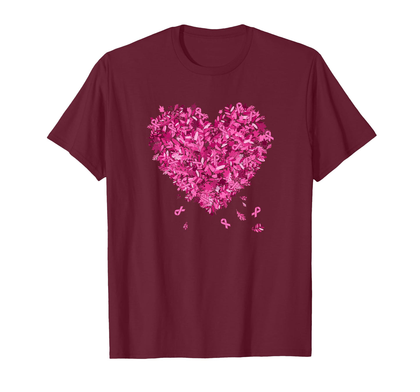 In October We Wear Pink Breast Cancer Leaves Heart T-Shirt