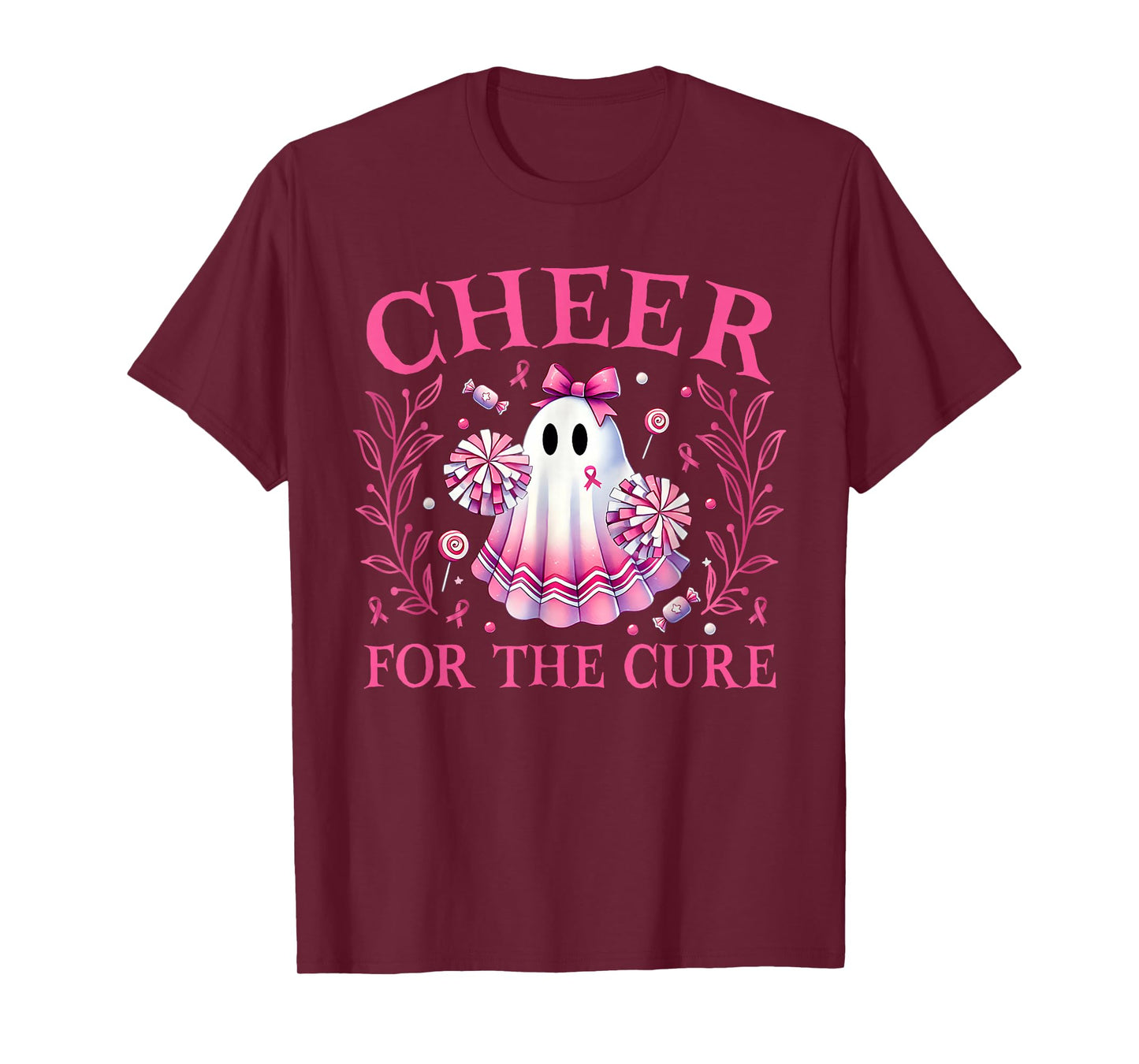 Cheer for Cure Breast Cancer Awareness Cheerleader Womens T-Shirt