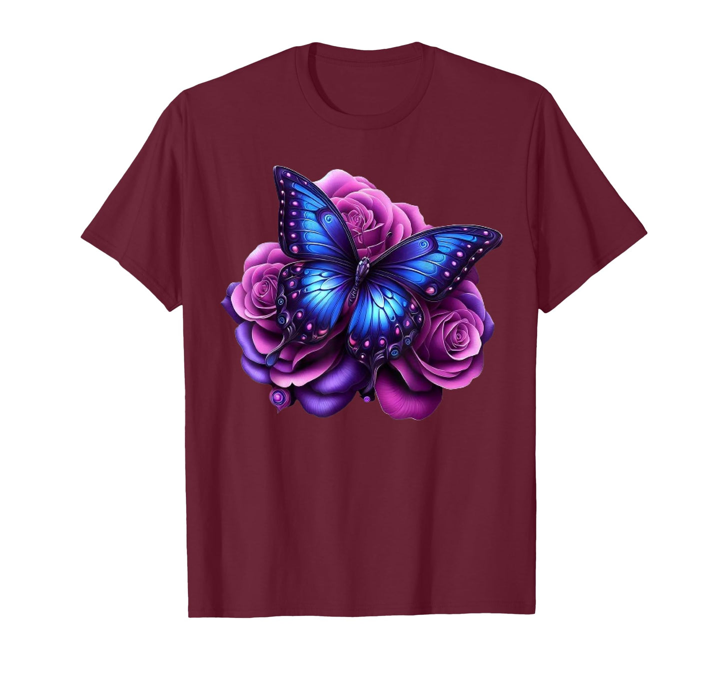 Beautiful Butterfly Purple Rose Butterfly Lovers Gifts Women T-Shirt
