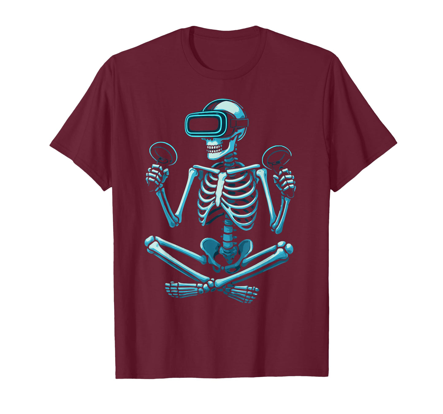 Skeleton Gamer VR Headset Funny Halloween Gaming T-Shirt