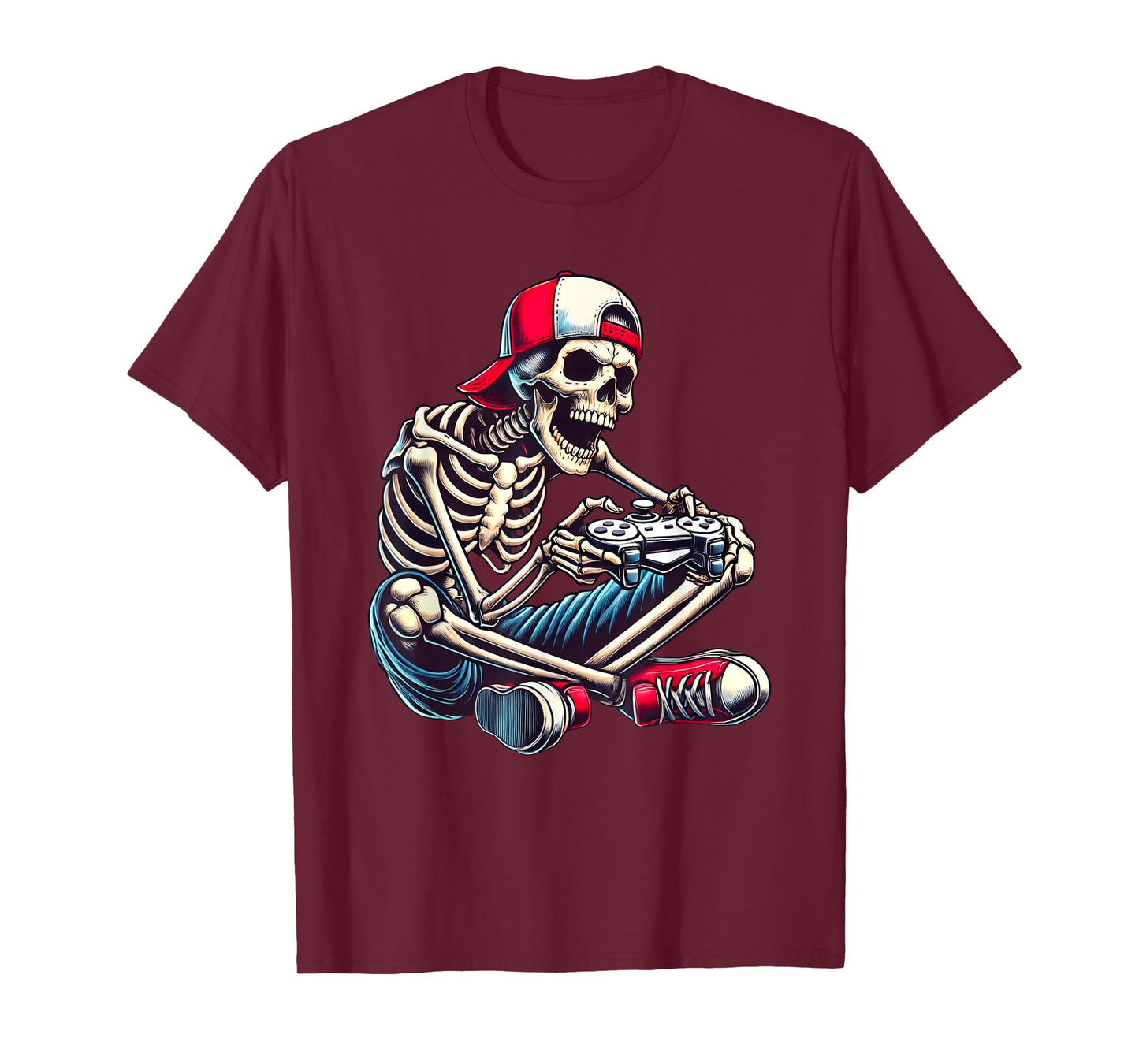 Halloween Skeleton Gamer Video Gaming Boys Girls Men Women T-Shirt
