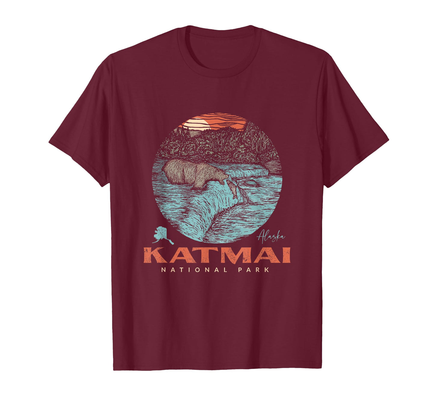 Katmai National Park Vintage Bear Fishing Outfit Adventure T-Shirt