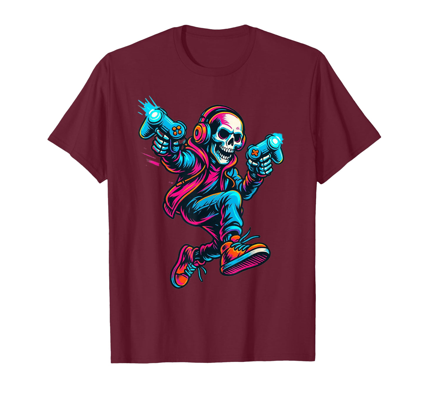 Halloween Skeleton Gamer Video Game Spooky Graphic T-Shirt