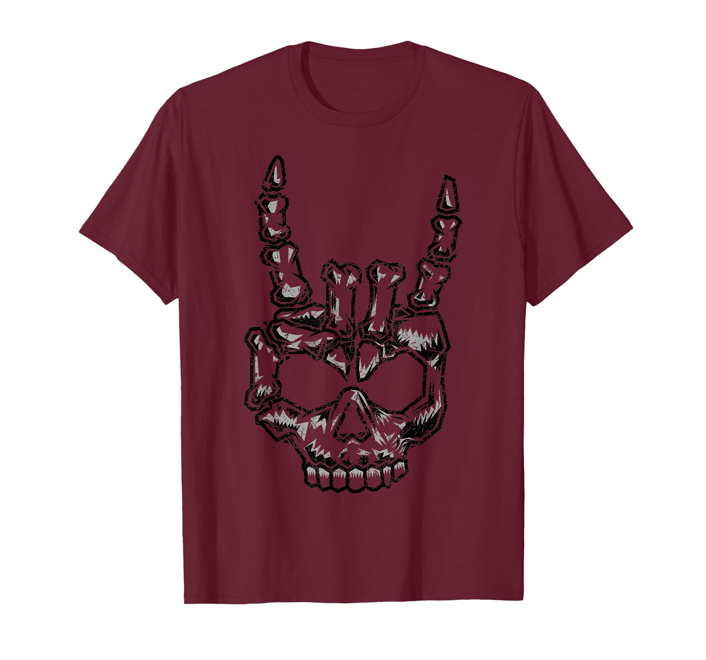 Skeleton Hand Rock Sign Heavy Metal Music Tee Musician Fans T-Shirt