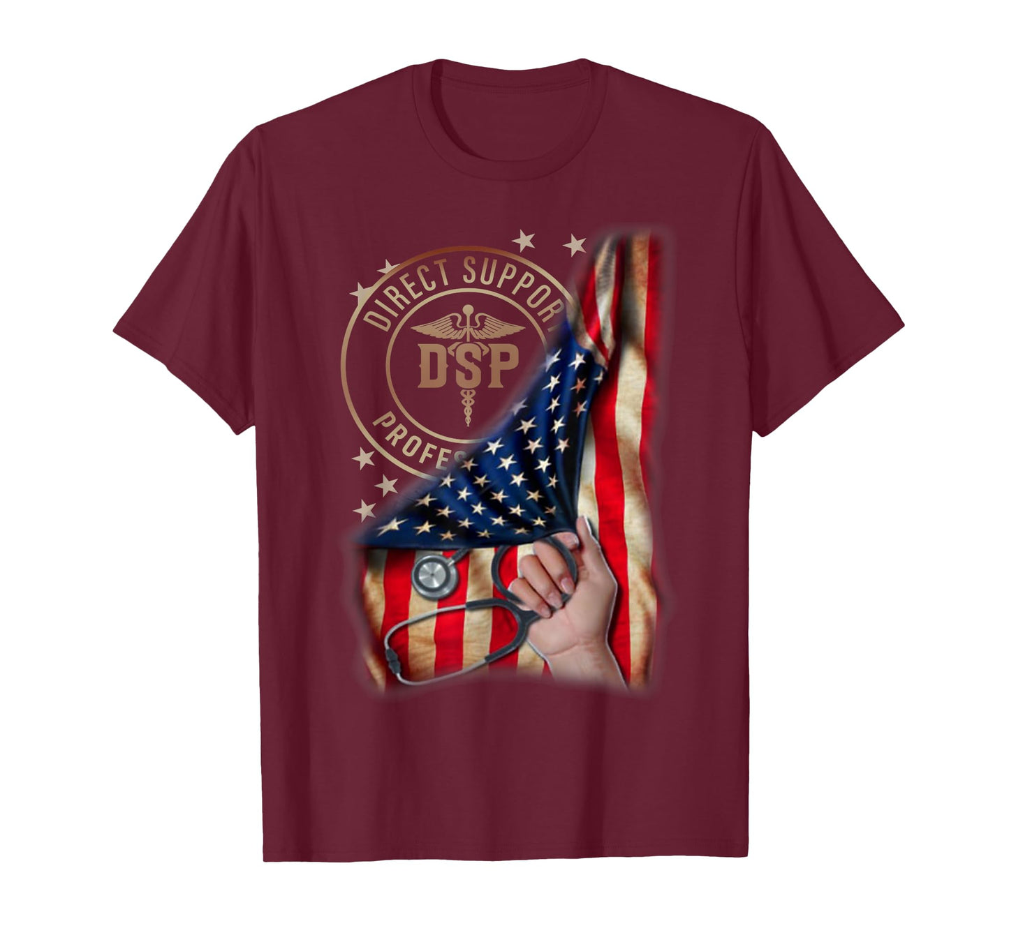 Funny Patriotic DSP USA Flag Nurses Week Gifts 4th of July Women Men T-Shirt