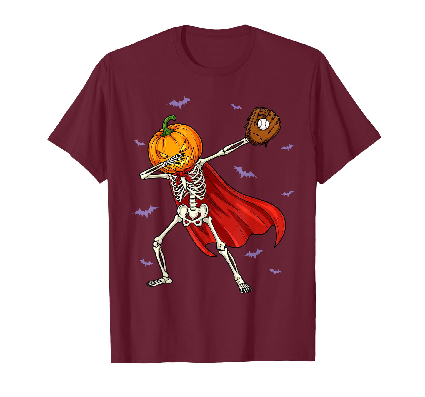 Dabbing Skeleton Baseball Apparel Halloween Boys Kids Men T-Shirt