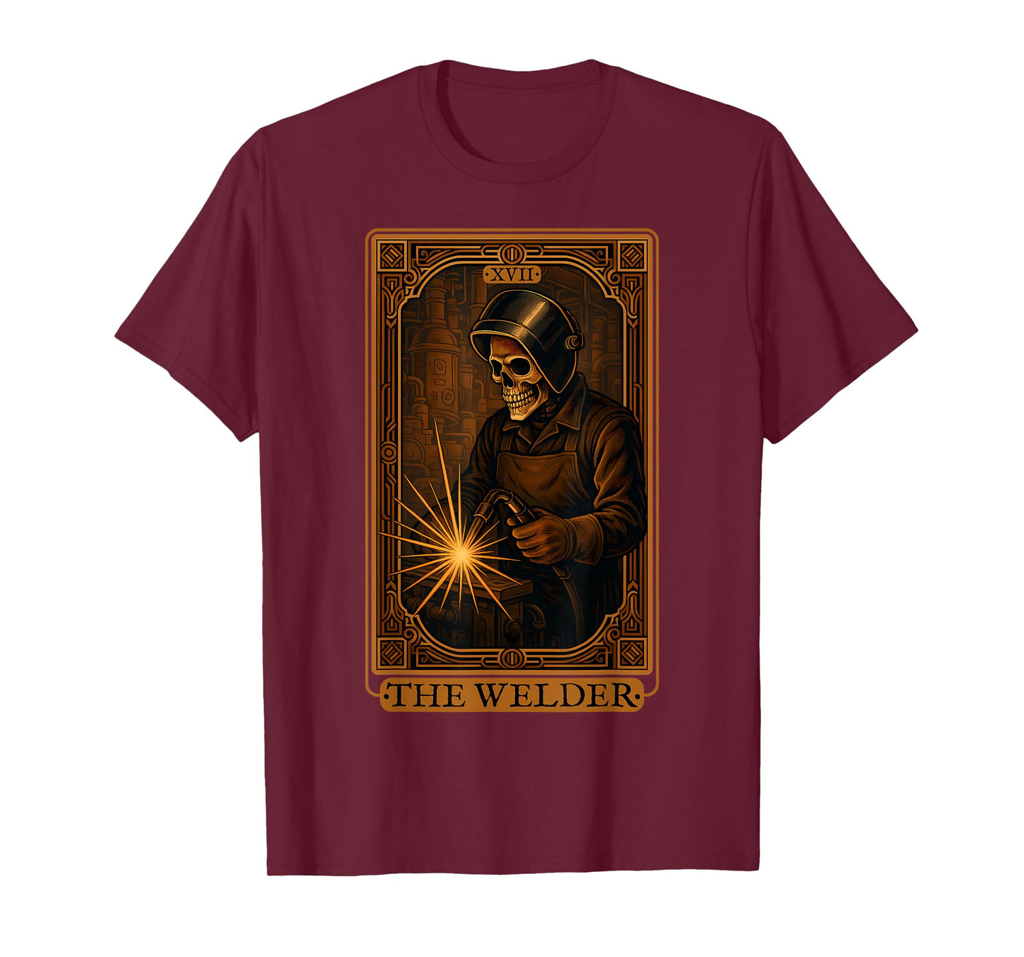Skeleton Welder Industrial Art Vintage Tarot Style T-Shirt