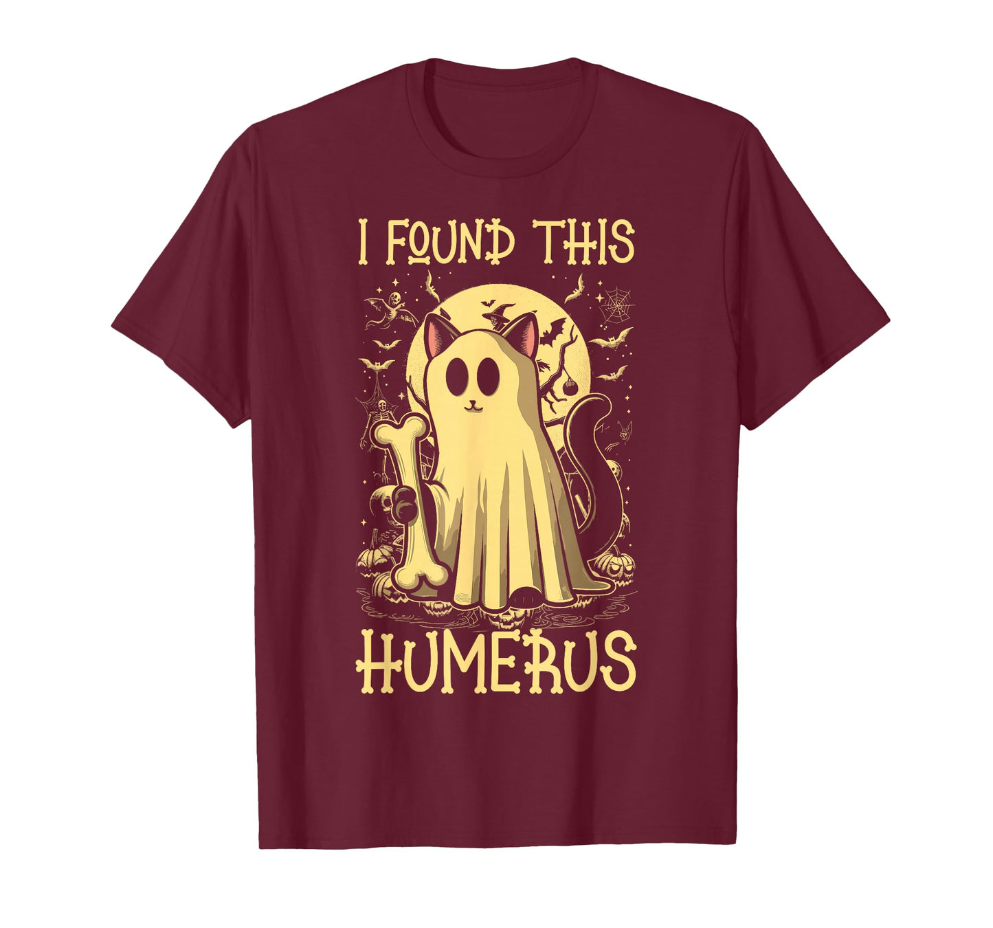I Found This Humerus - Funny Cat Halloween T-Shirt