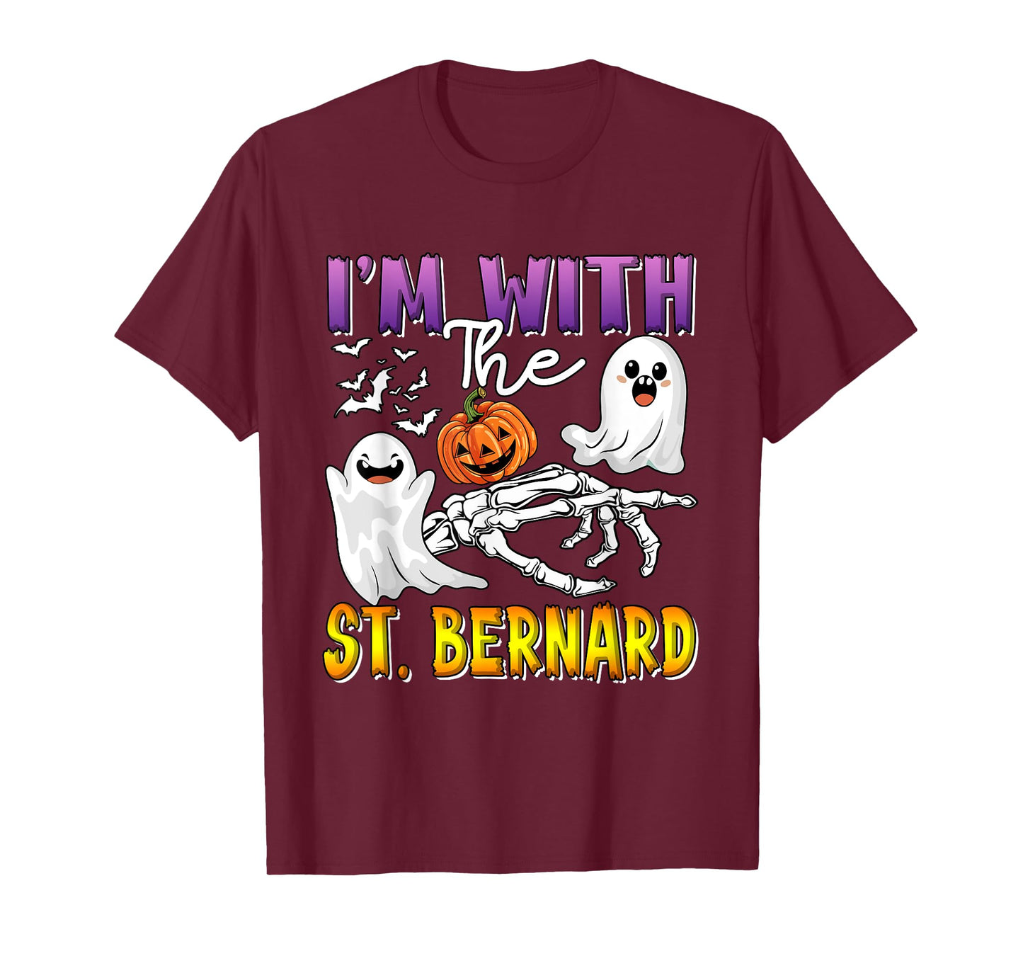 I'm with St. Bernard Halloween Boo Ghost Funny Single Owner T-Shirt