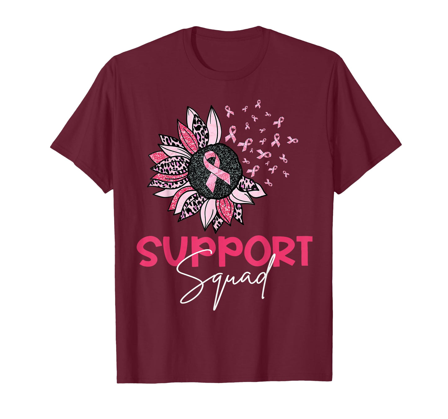 Sunflower Pink Support Squad Breast Cancer Awareness Women T-Shirt